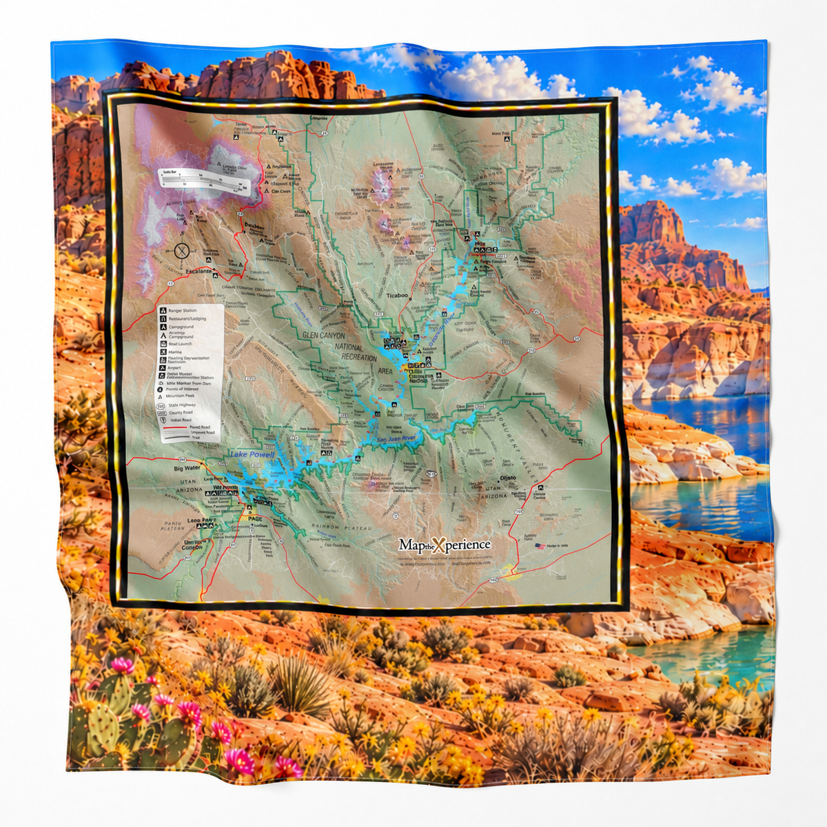 Lake Powell Utah & Arizona – Microfiber Map Cloth Bandana