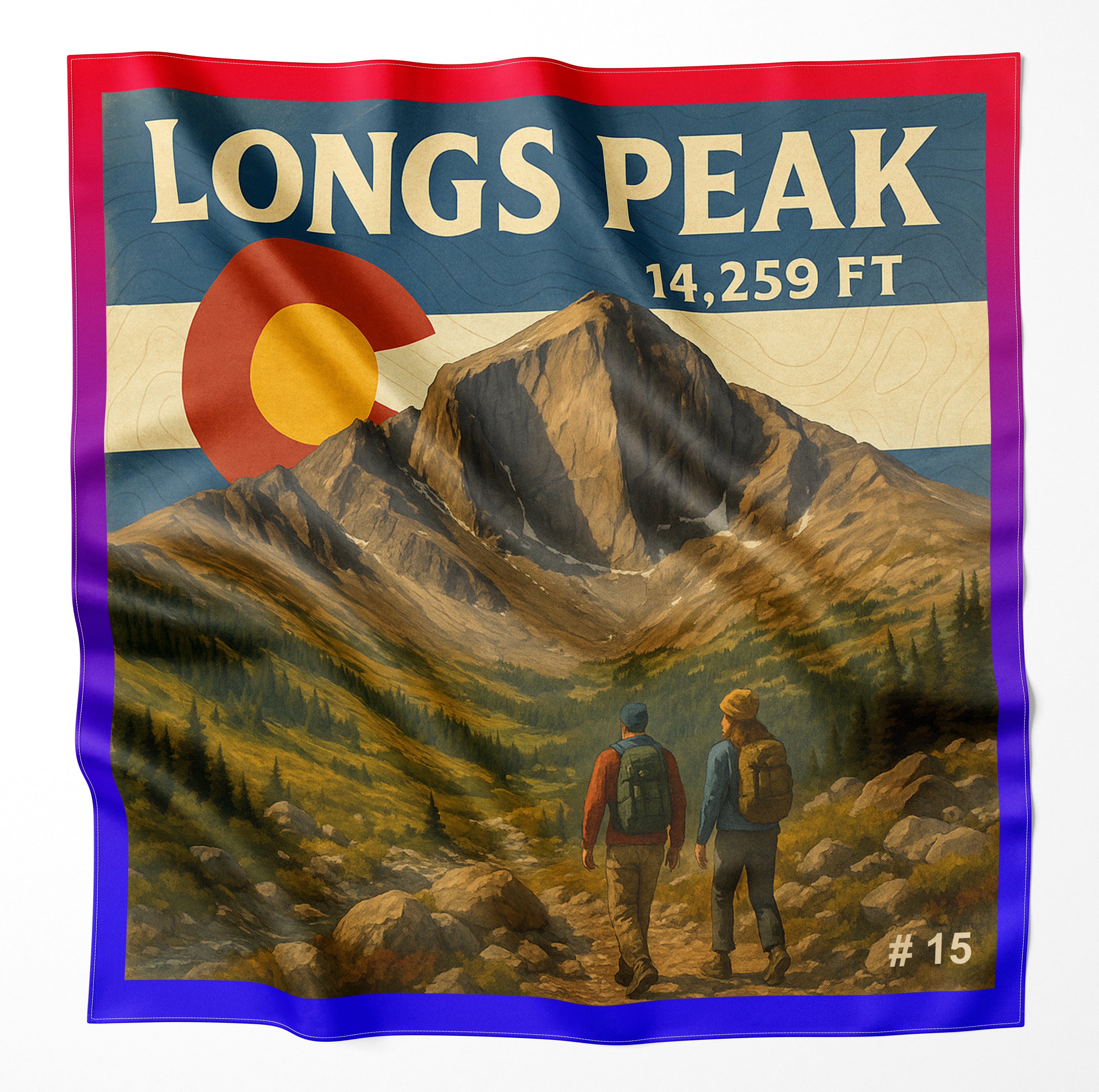 Longs Peak Colorado 14er Microfiber Cloth Bandana