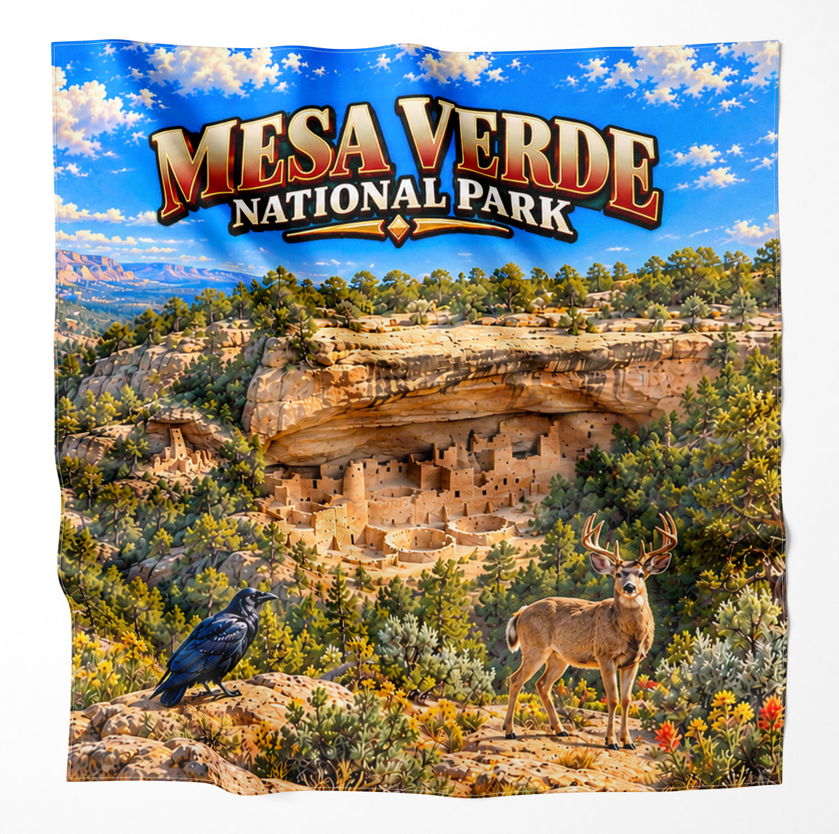 Mesa Verde National Park – Microfiber Map Cloth Bandana