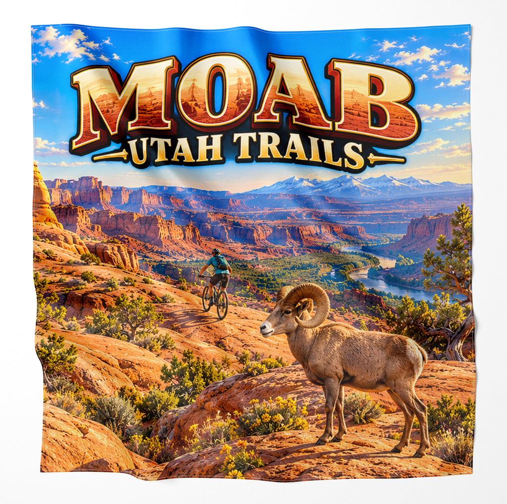 Moab Utah Trails – Microfiber Map Cloth Bandana
