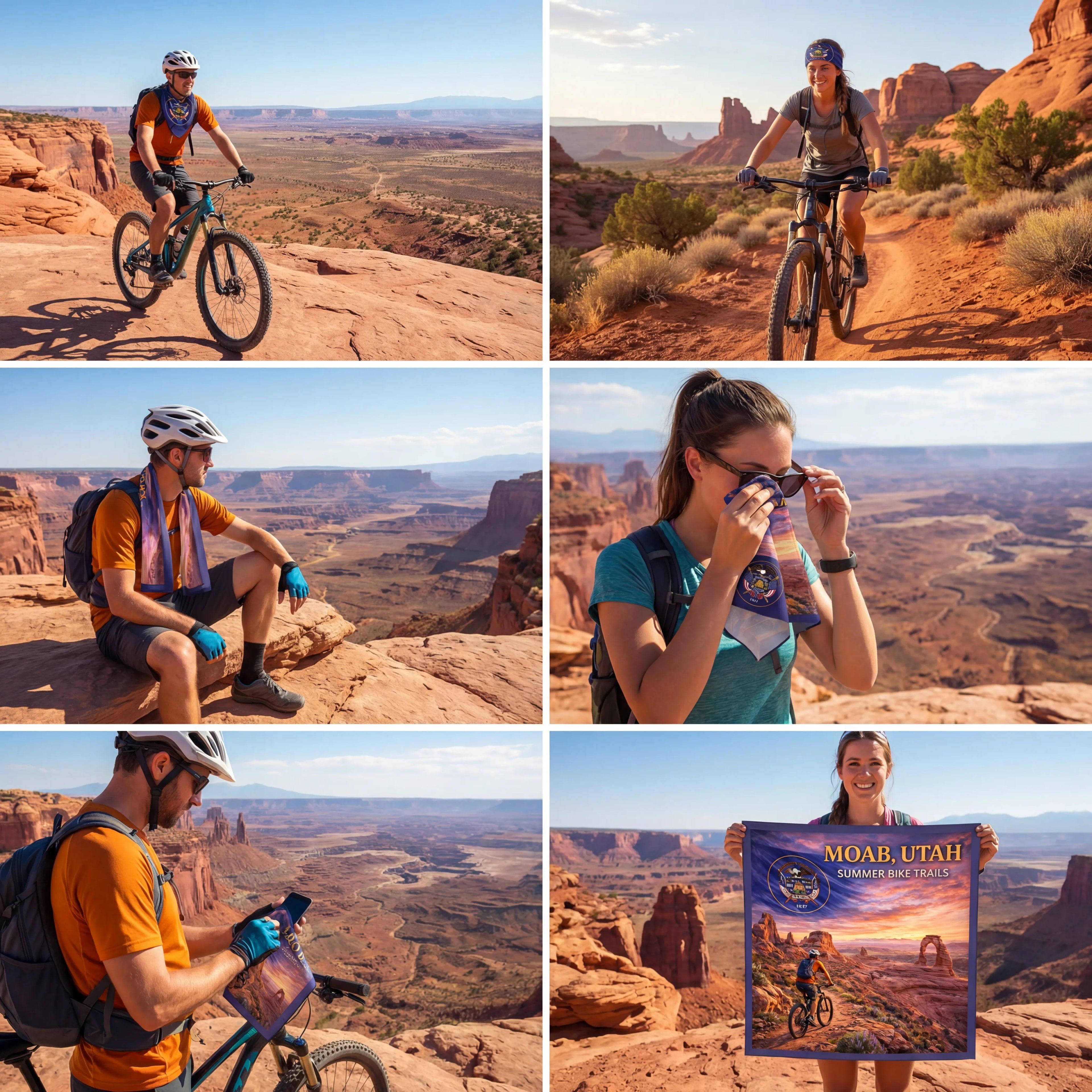 Moab Utah Summer Trails Handy Map Microfiber Cloth Bandana