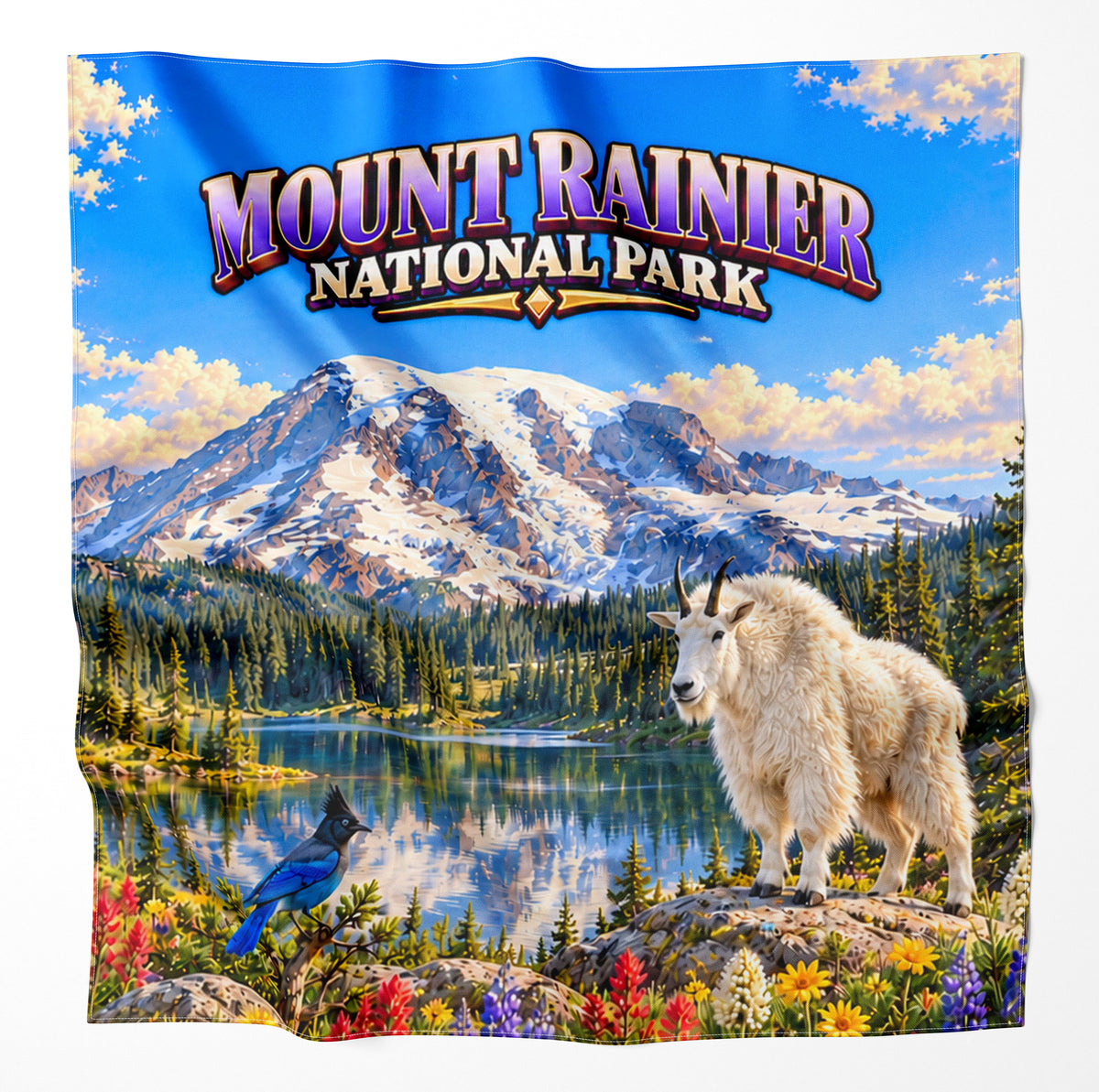 Mount Rainier National Park – Microfiber Map Cloth Bandana