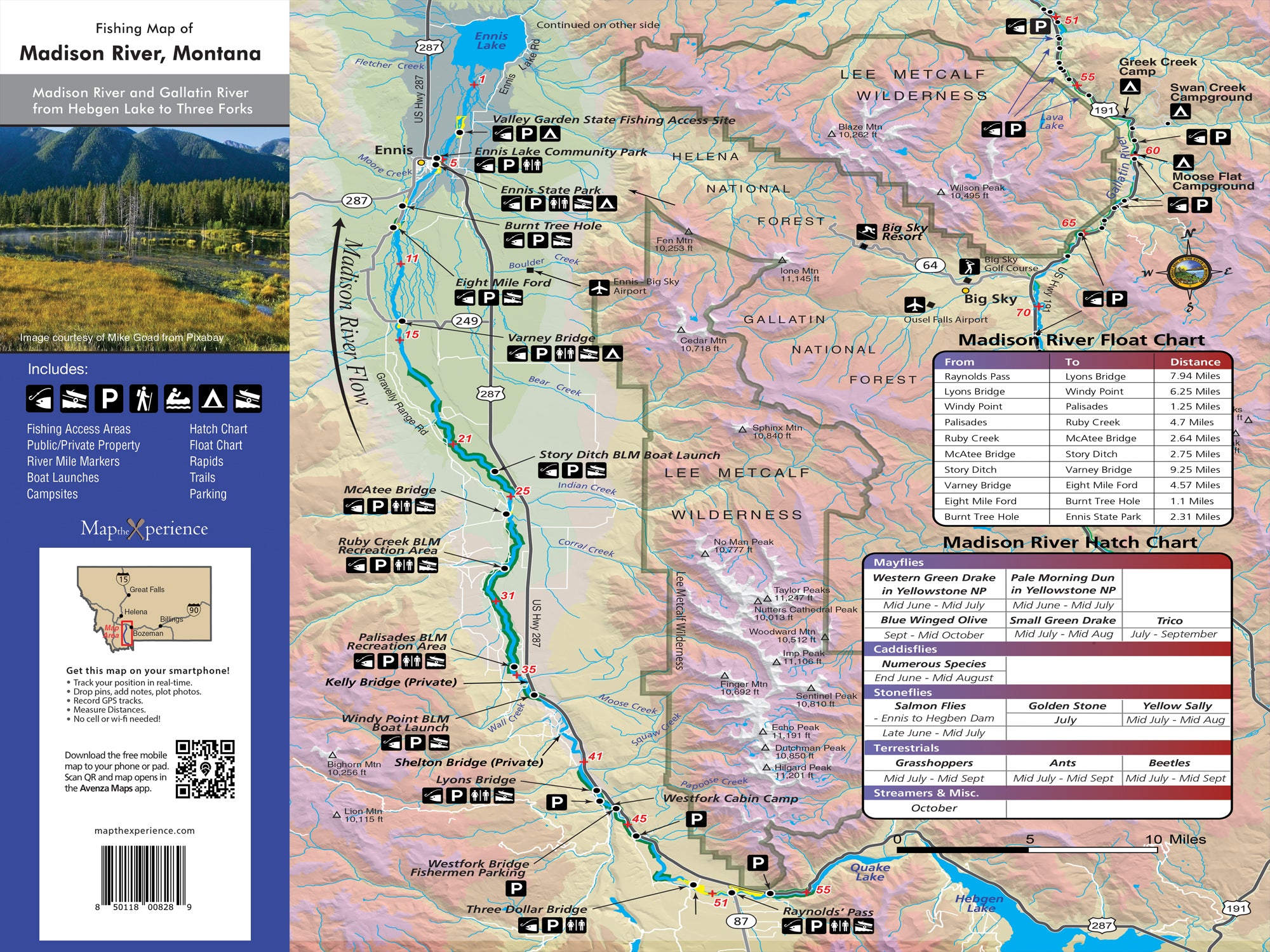 Madison River, Montana Pocket Fishing Map
