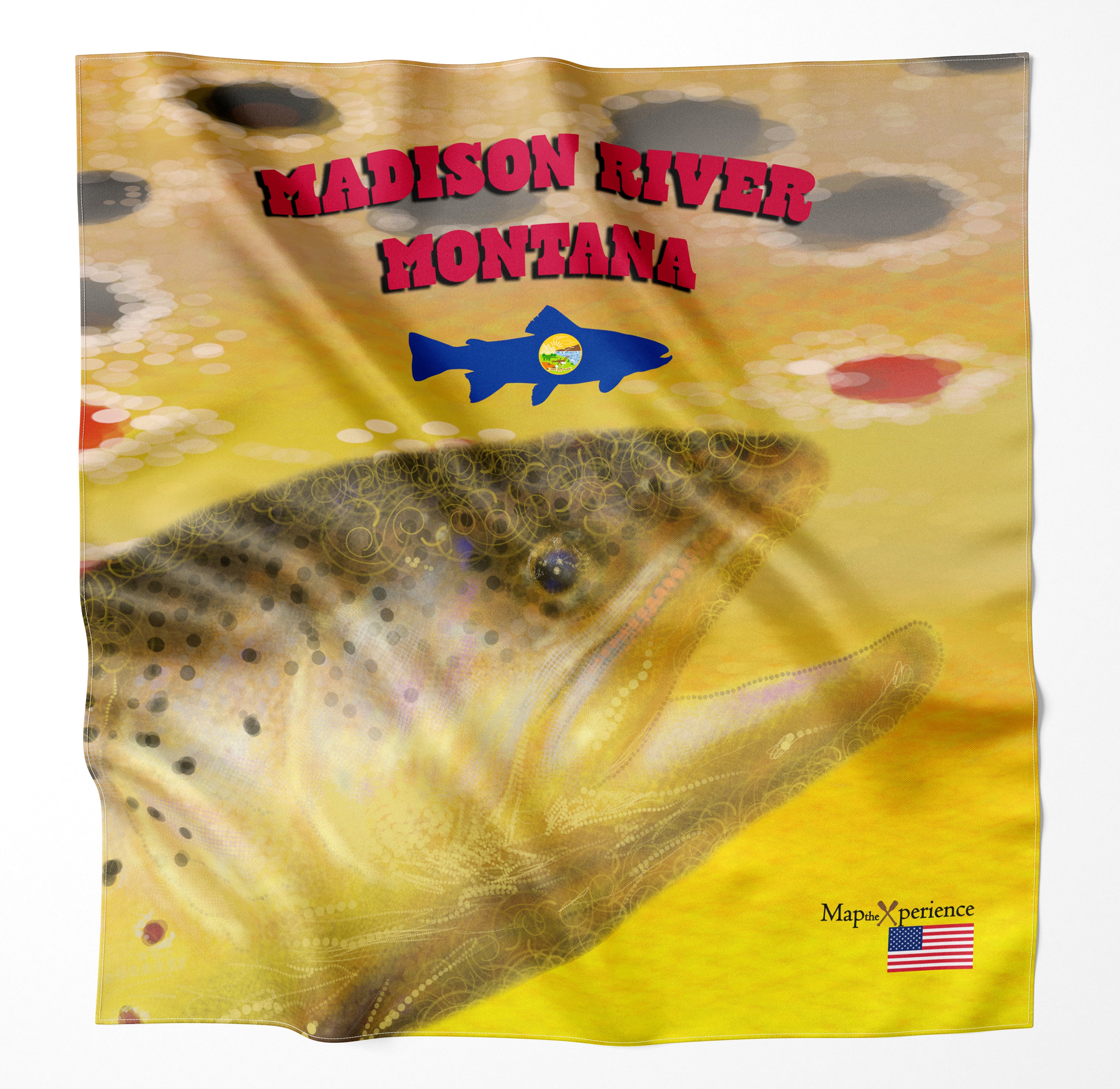 Madison River Montana Microfiber Map Bandana