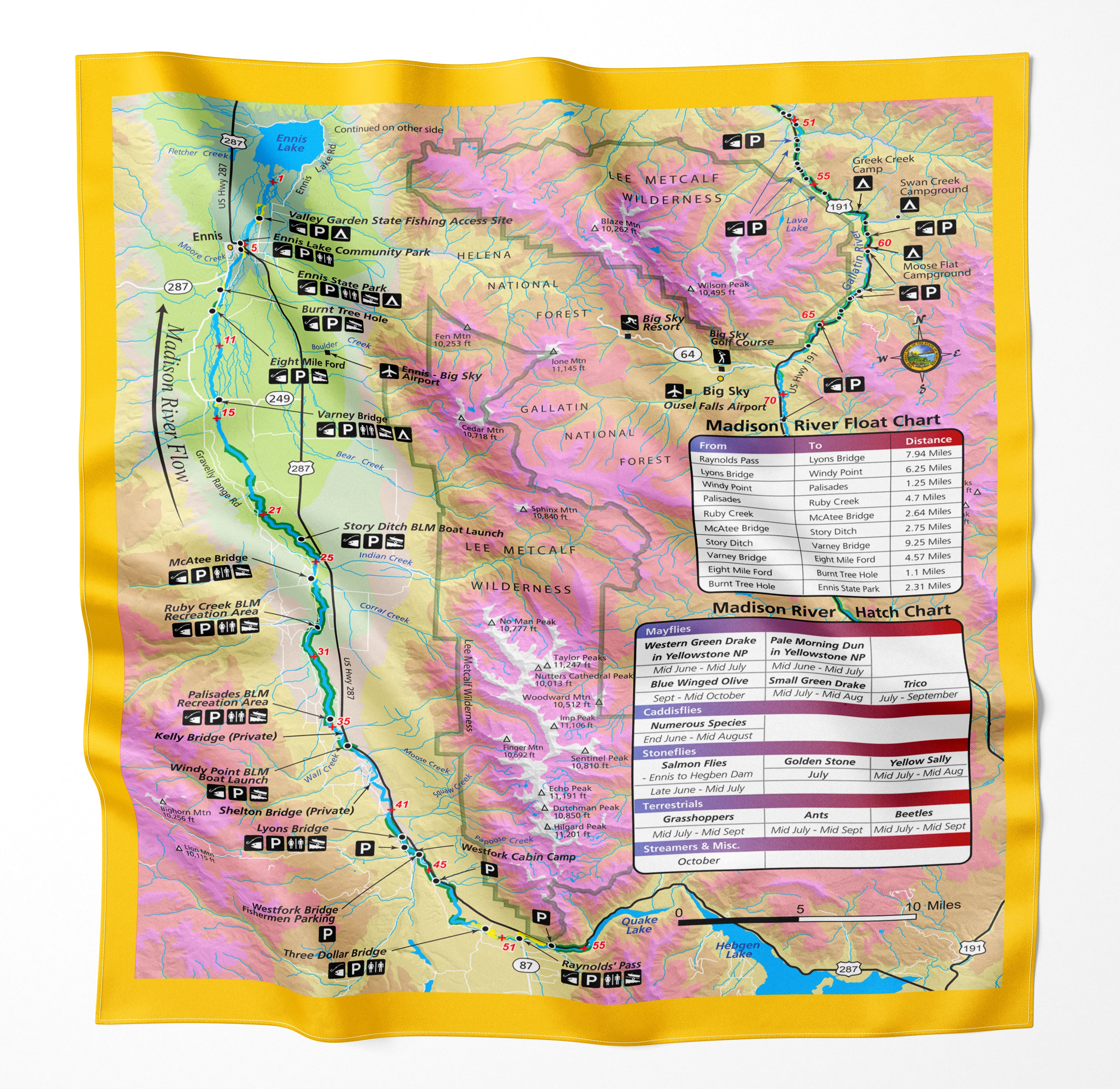 Madison River Montana Microfiber Map Bandana