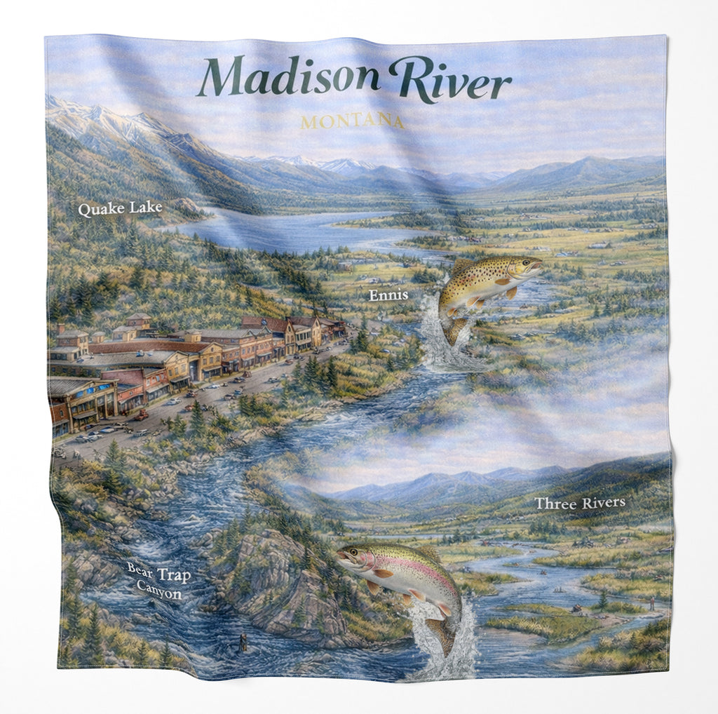 Madison River Montana Microfiber Map Bandana