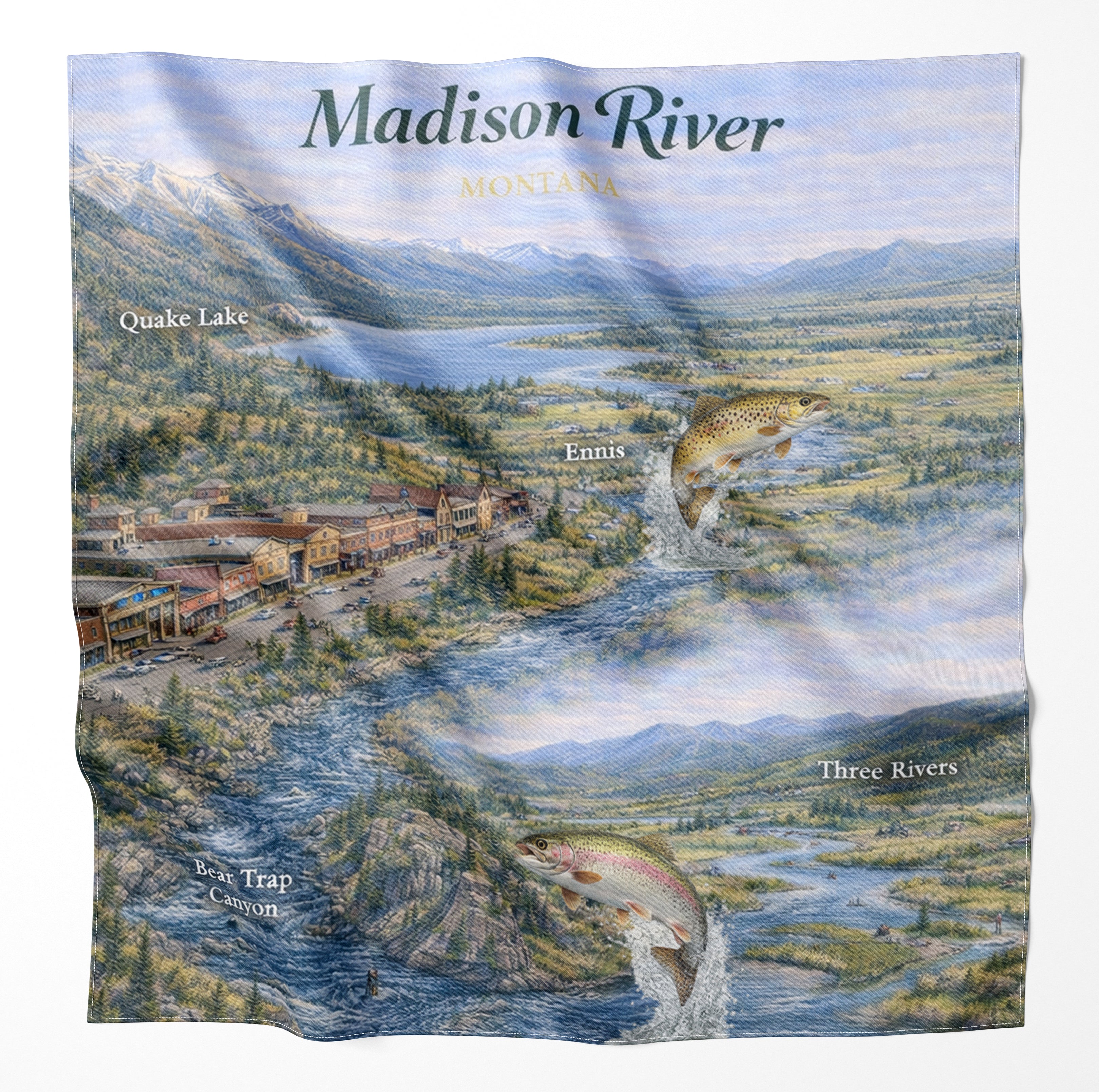 Madison River Montana Microfiber Map Bandana