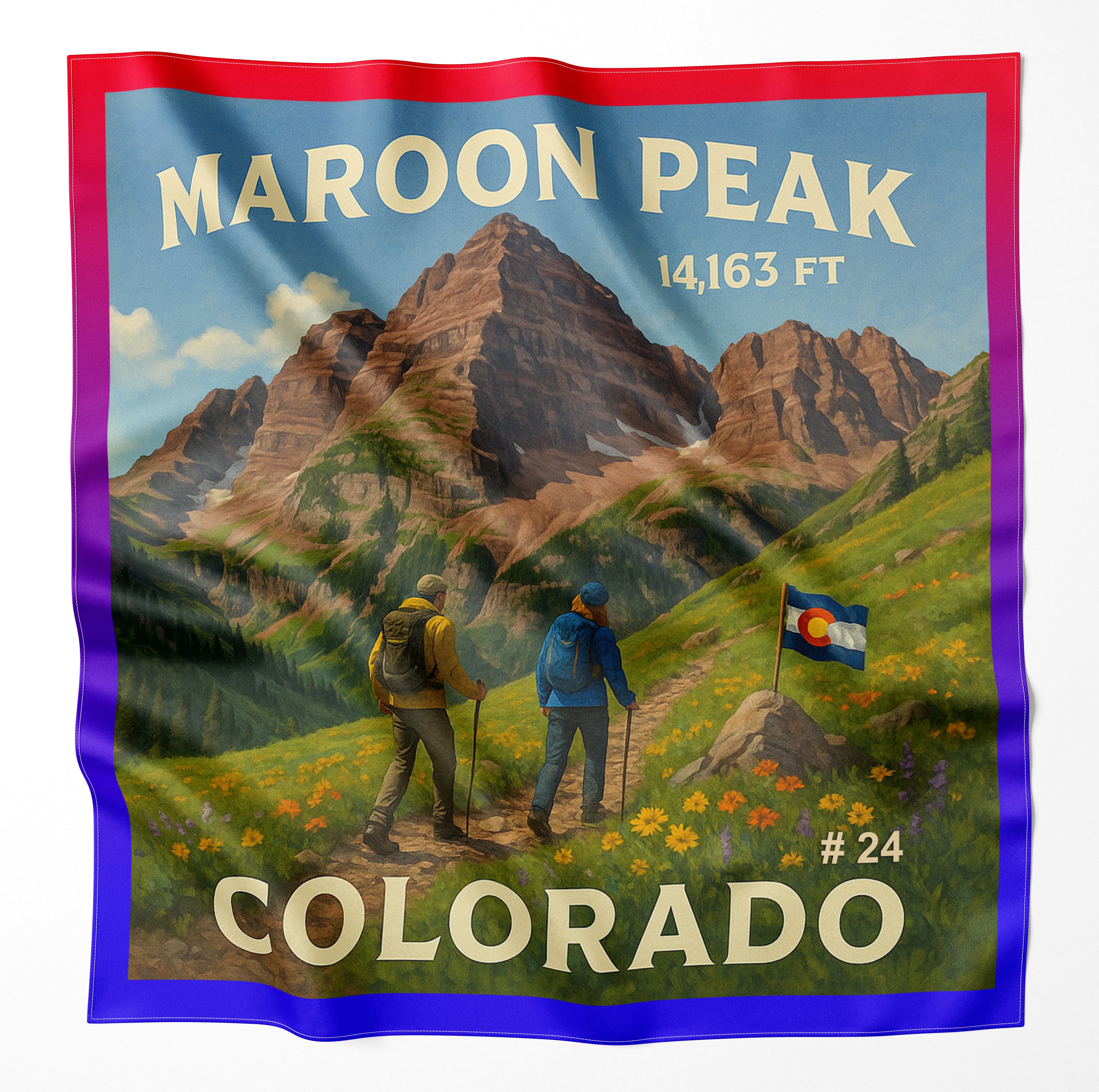 Maroon Peak Colorado 14er Microfiber Cloth Bandana