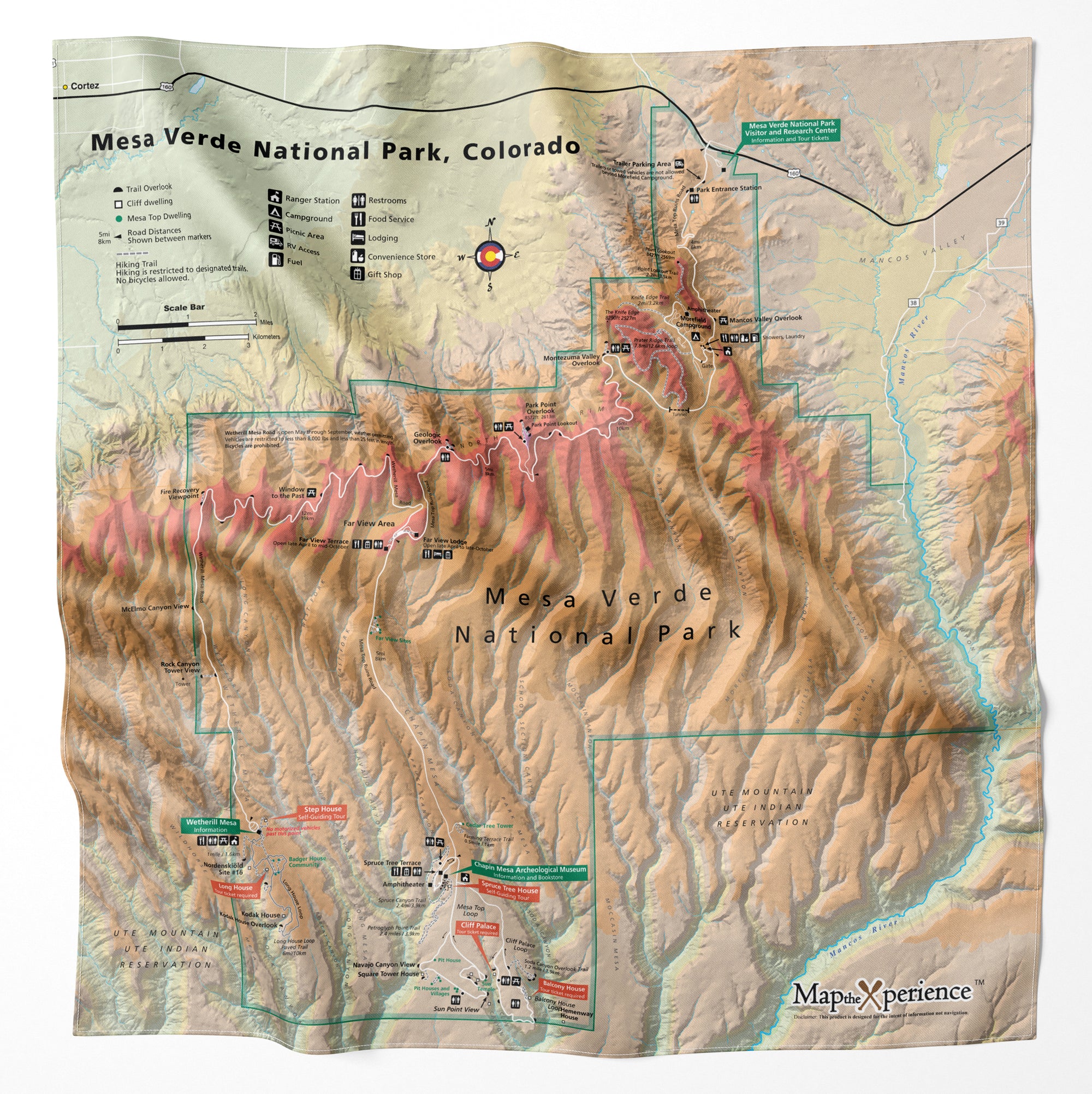 National Park Microfiber Cloth Map Bandana