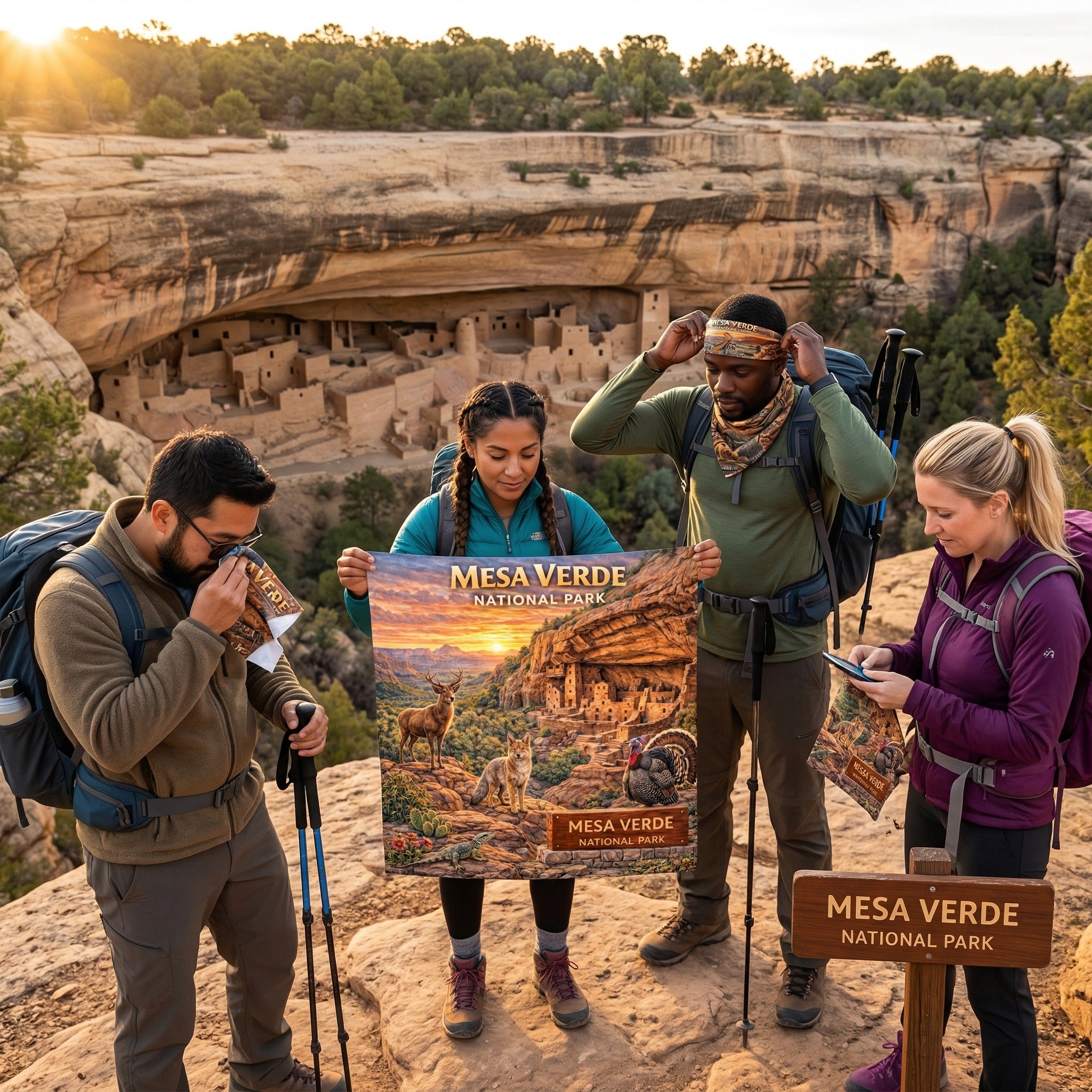 Mesa Verde National Park Handy Map Microfiber Cloth Bandana