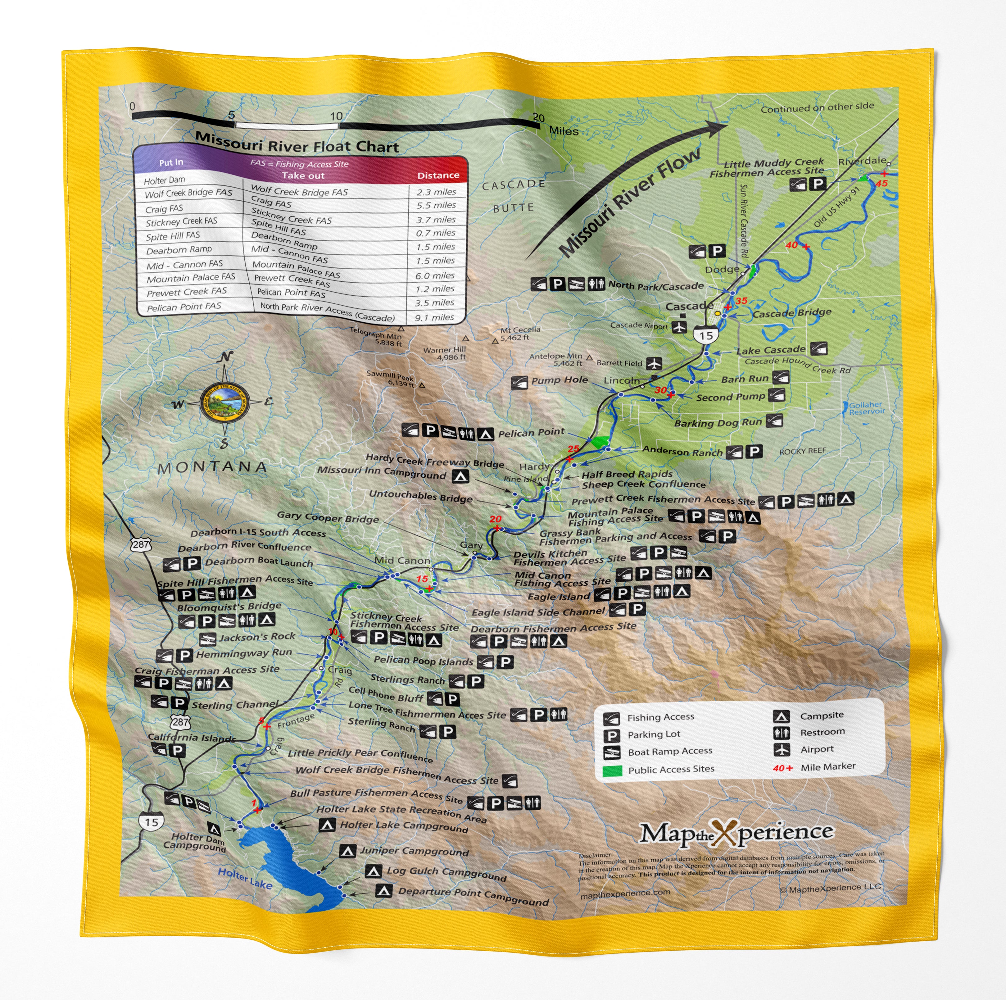 Missouri River Montana Microfiber Map Bandana