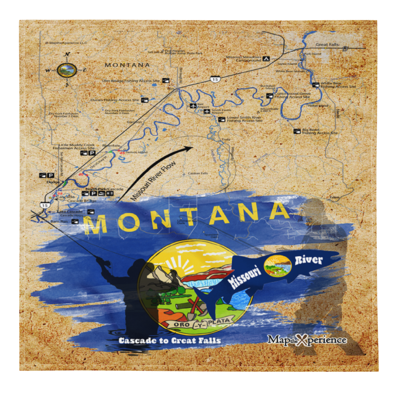 Missouri River, Montana Handy Map Microfiber Bandana