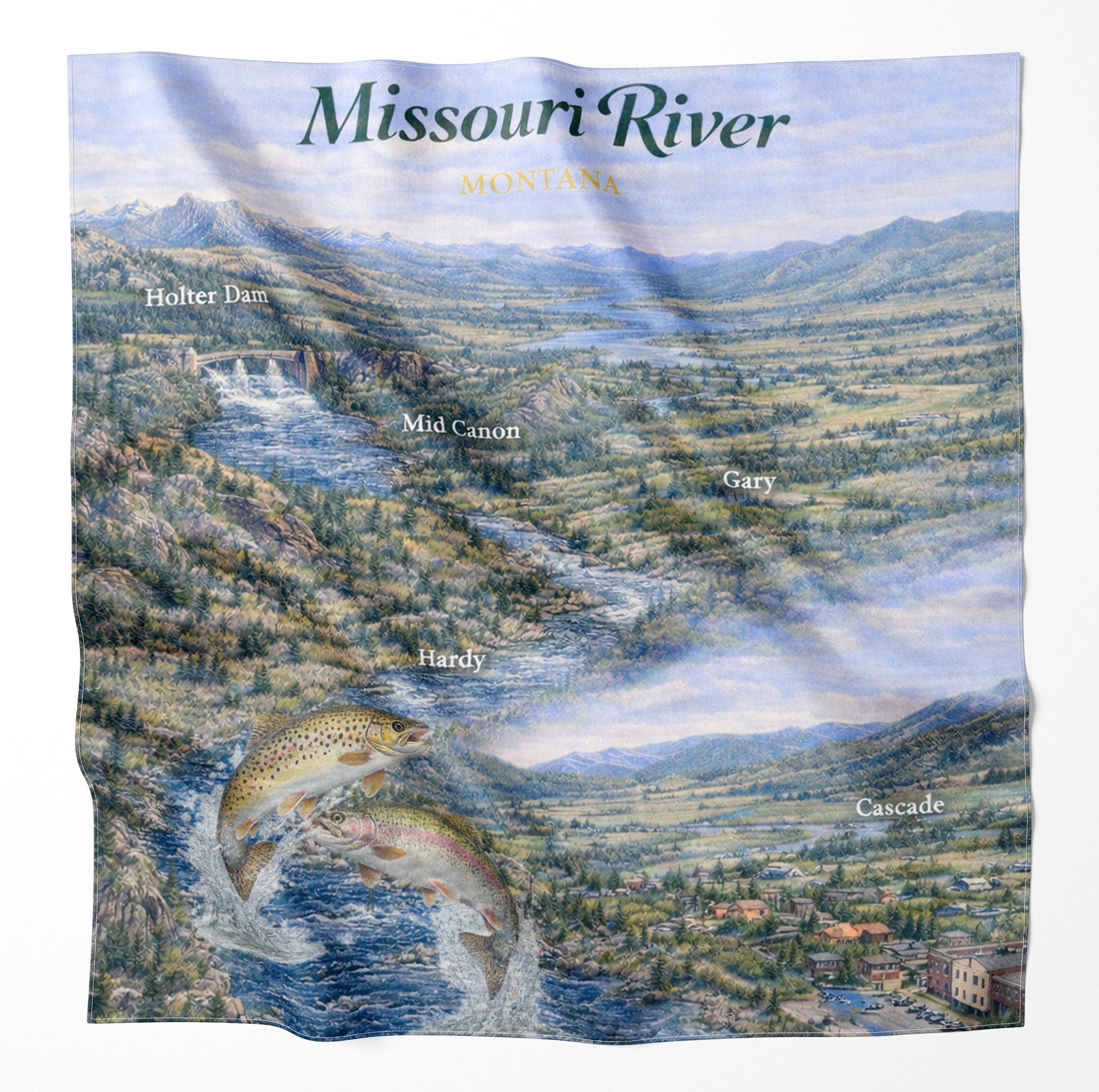 Missouri River Montana Microfiber Map Bandana