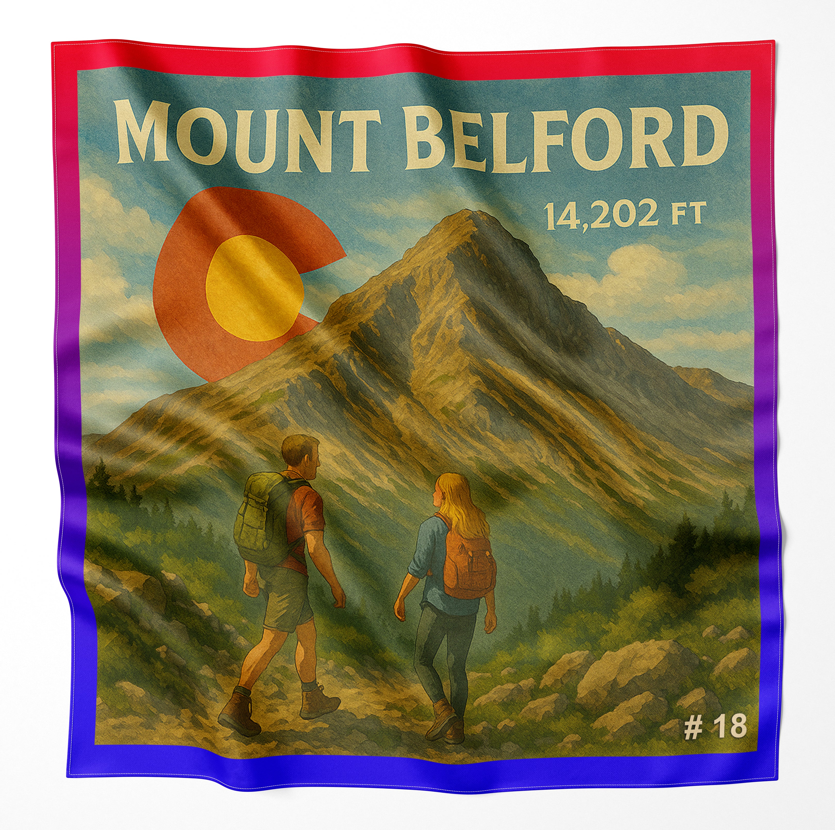 Mount Belford Colorado 14er Microfiber Cloth Bandana