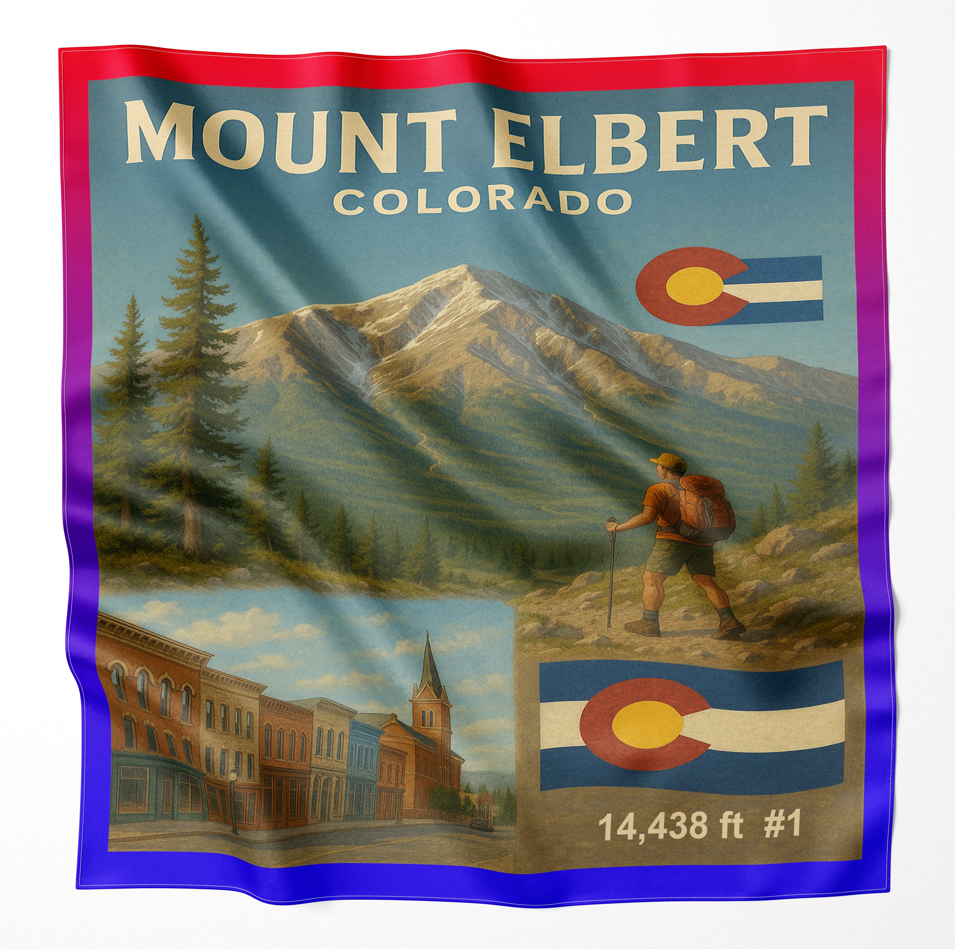 Mount Elbert Colorado 14er Microfiber Cloth Bandana