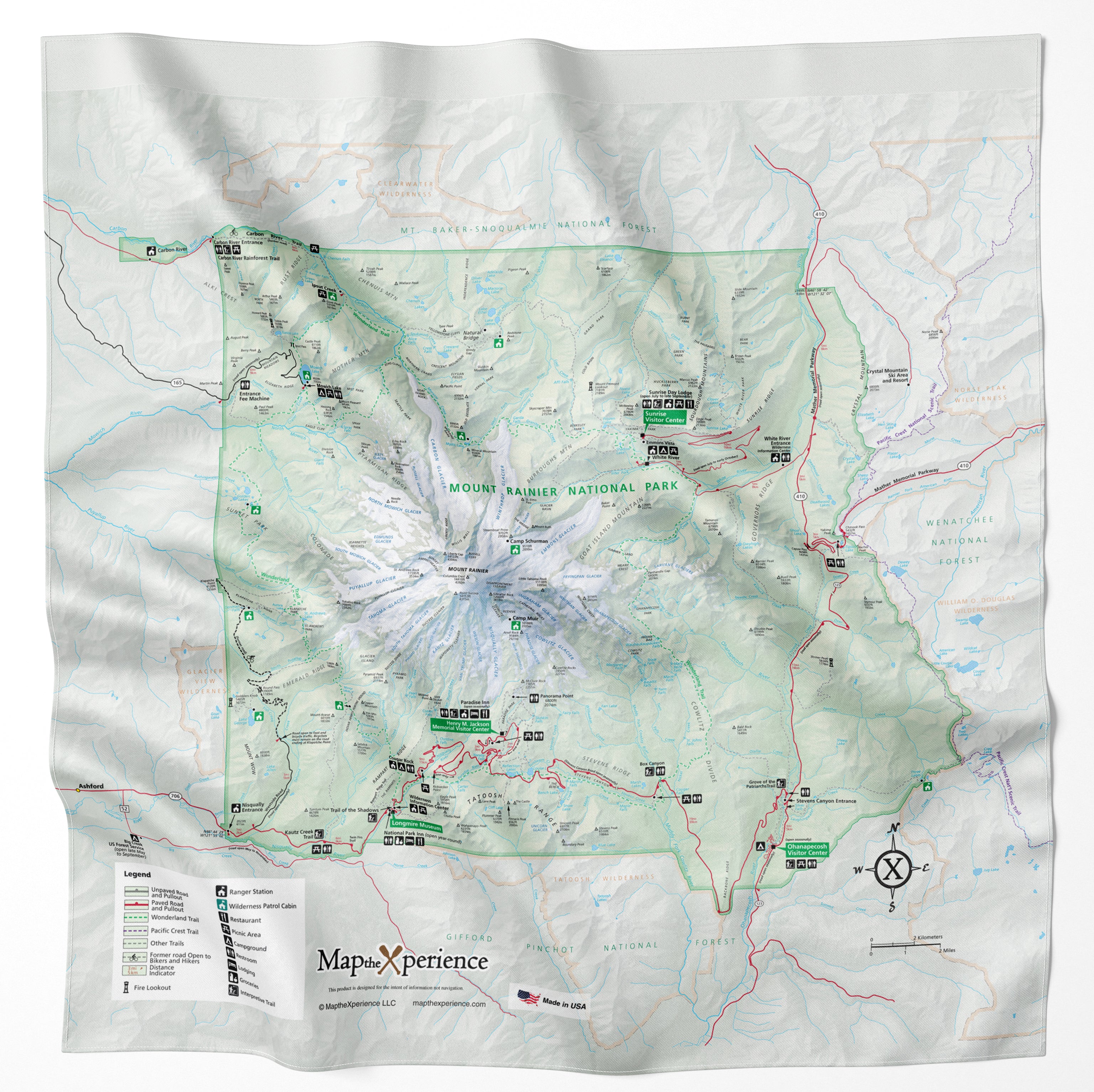 Mount Rainier National Park Handy Map Bandana