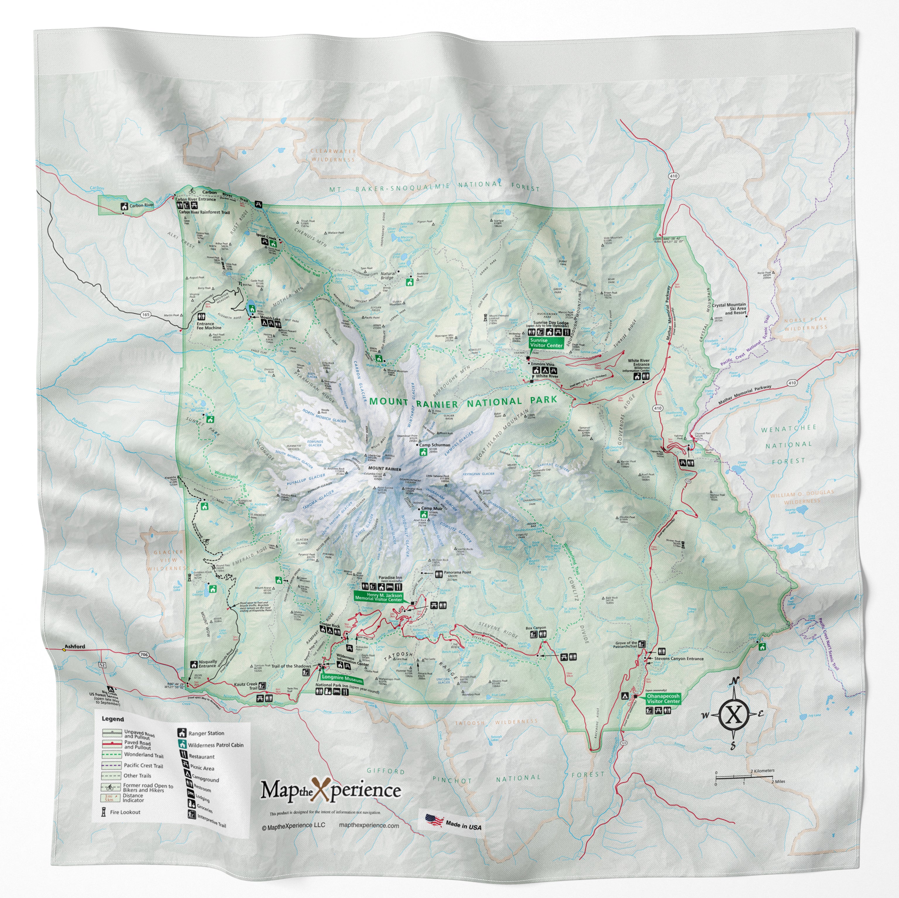National Park Microfiber Cloth Map Bandana