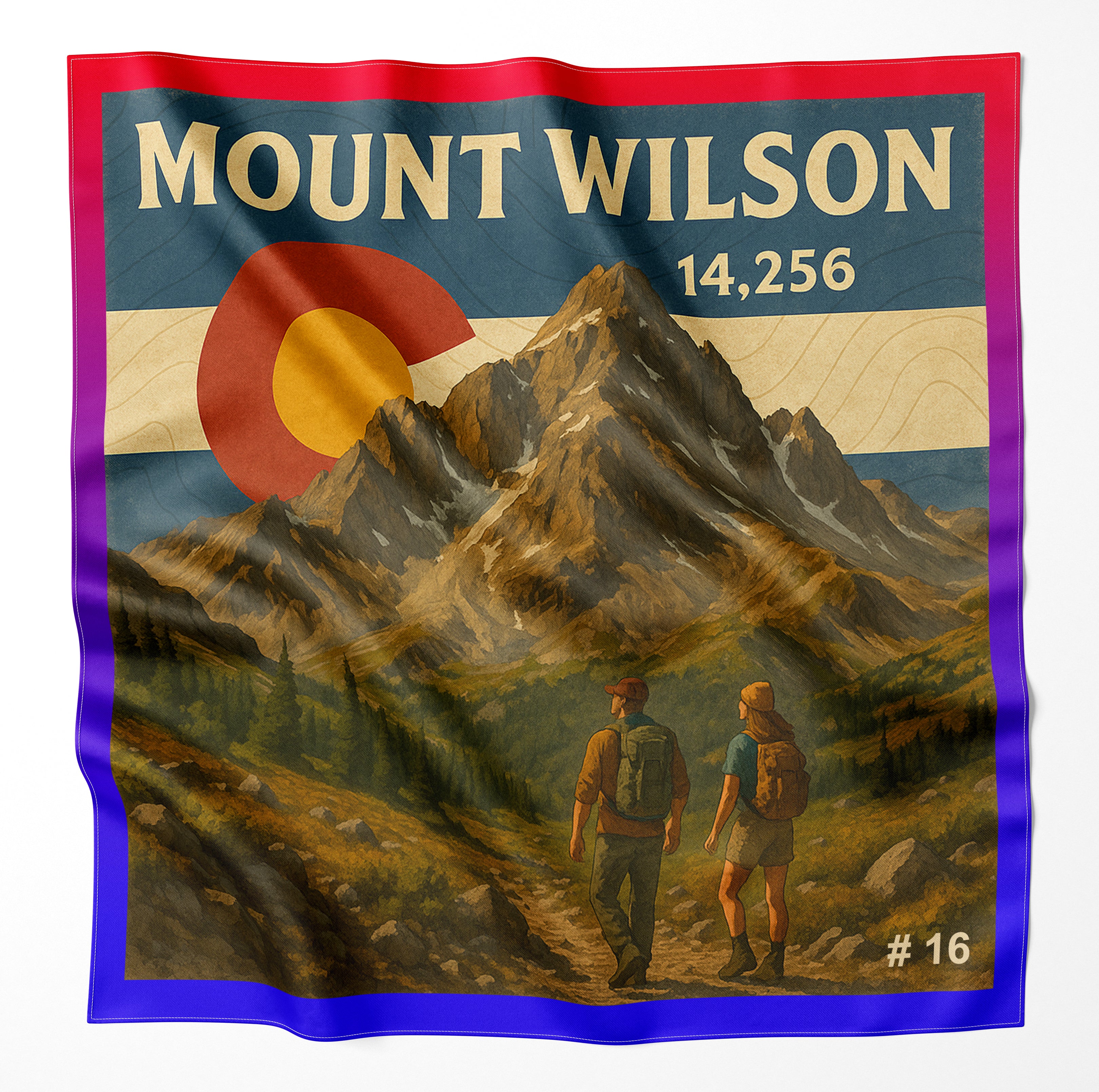 Mount Wilson Colorado 14er Microfiber Cloth Bandana