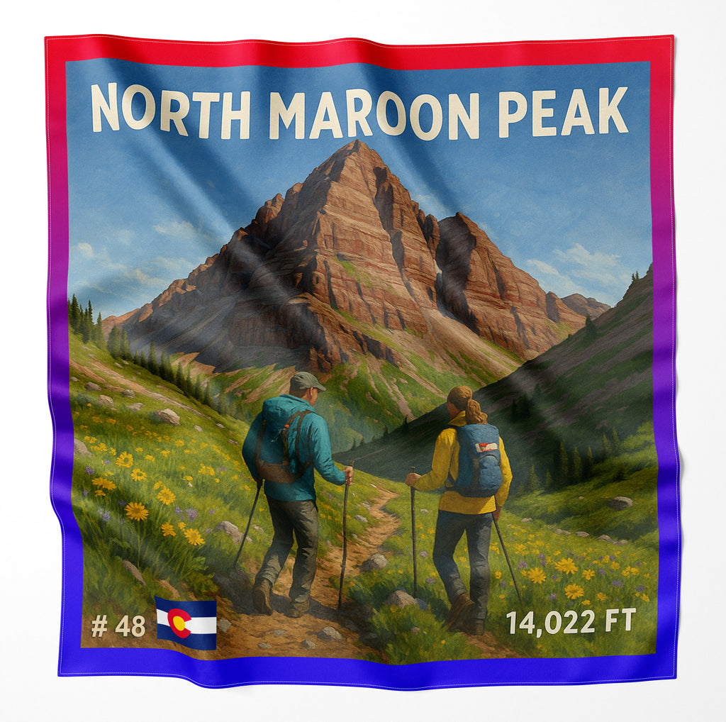 North Maroon Peak Colorado 14er Microfiber Cloth Bandana