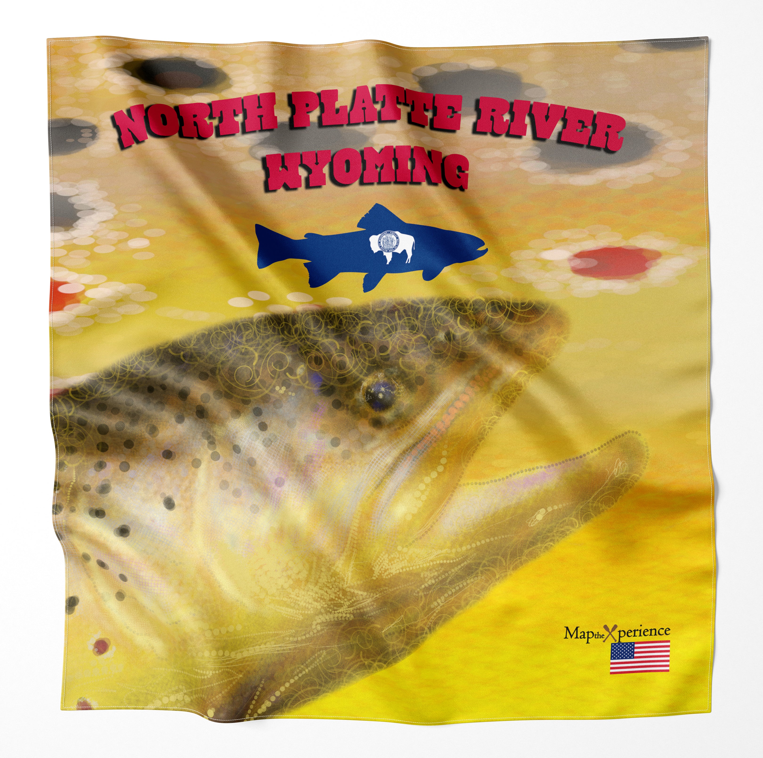 North Platte River Wyoming Microfiber Map Bandana