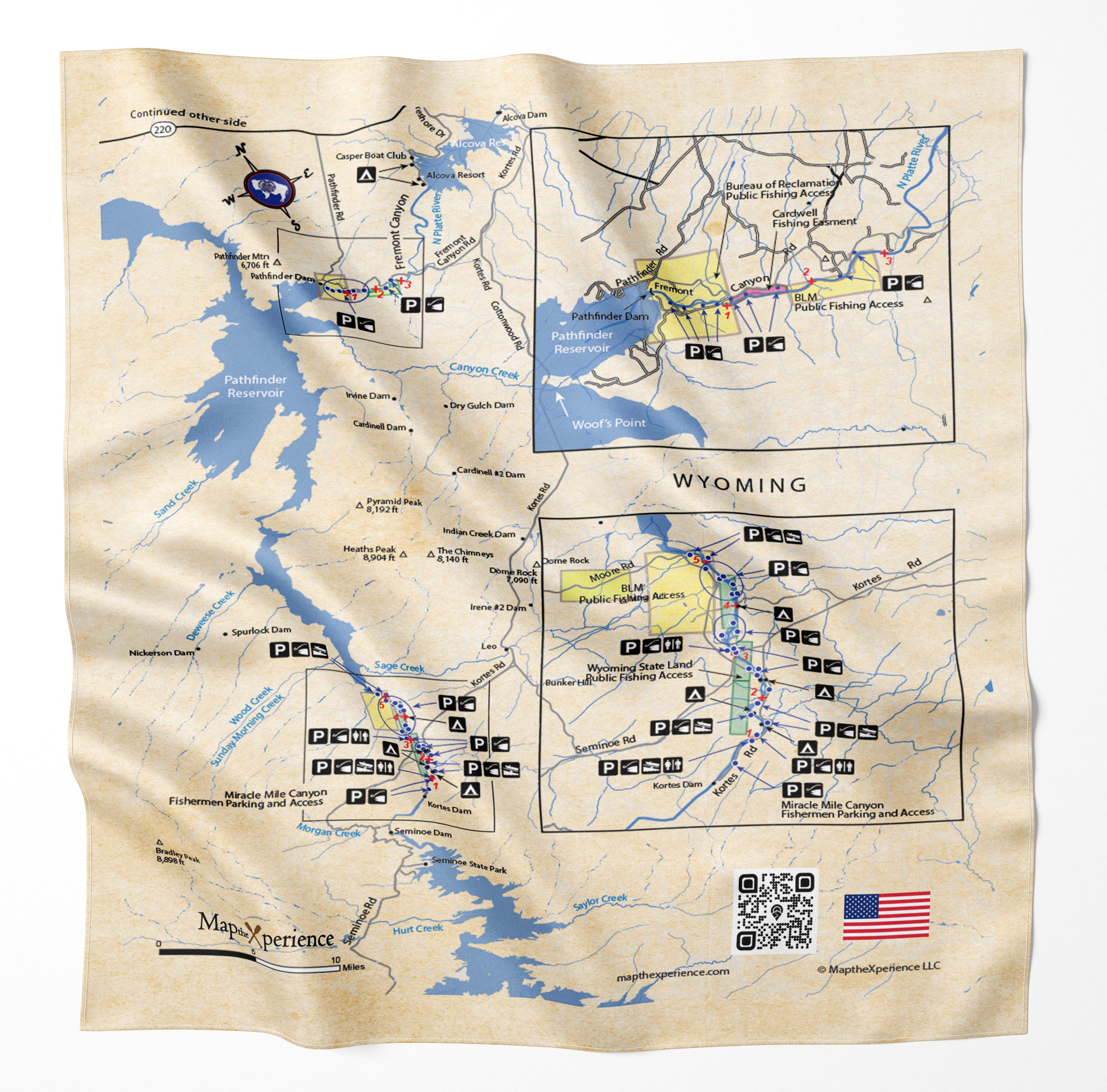 North Platte River, Wyoming Microfiber Map Bandana