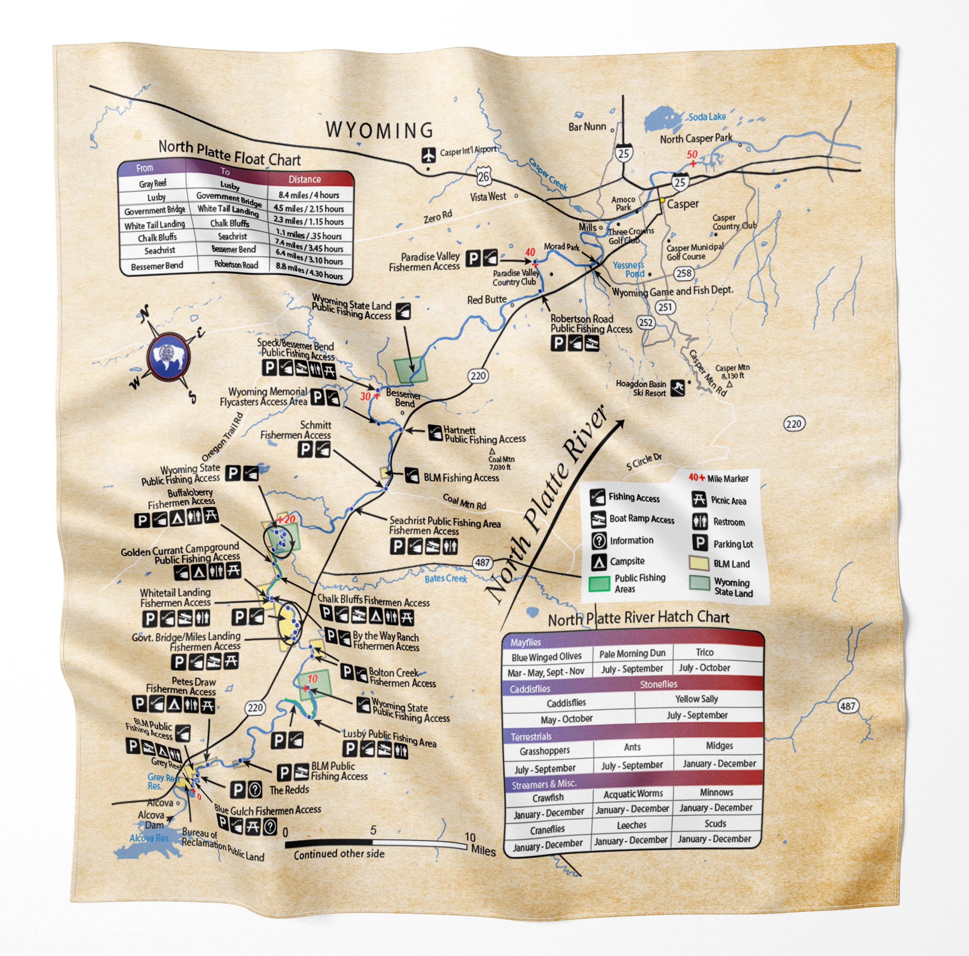 North Platte River, Wyoming Microfiber Map Bandana