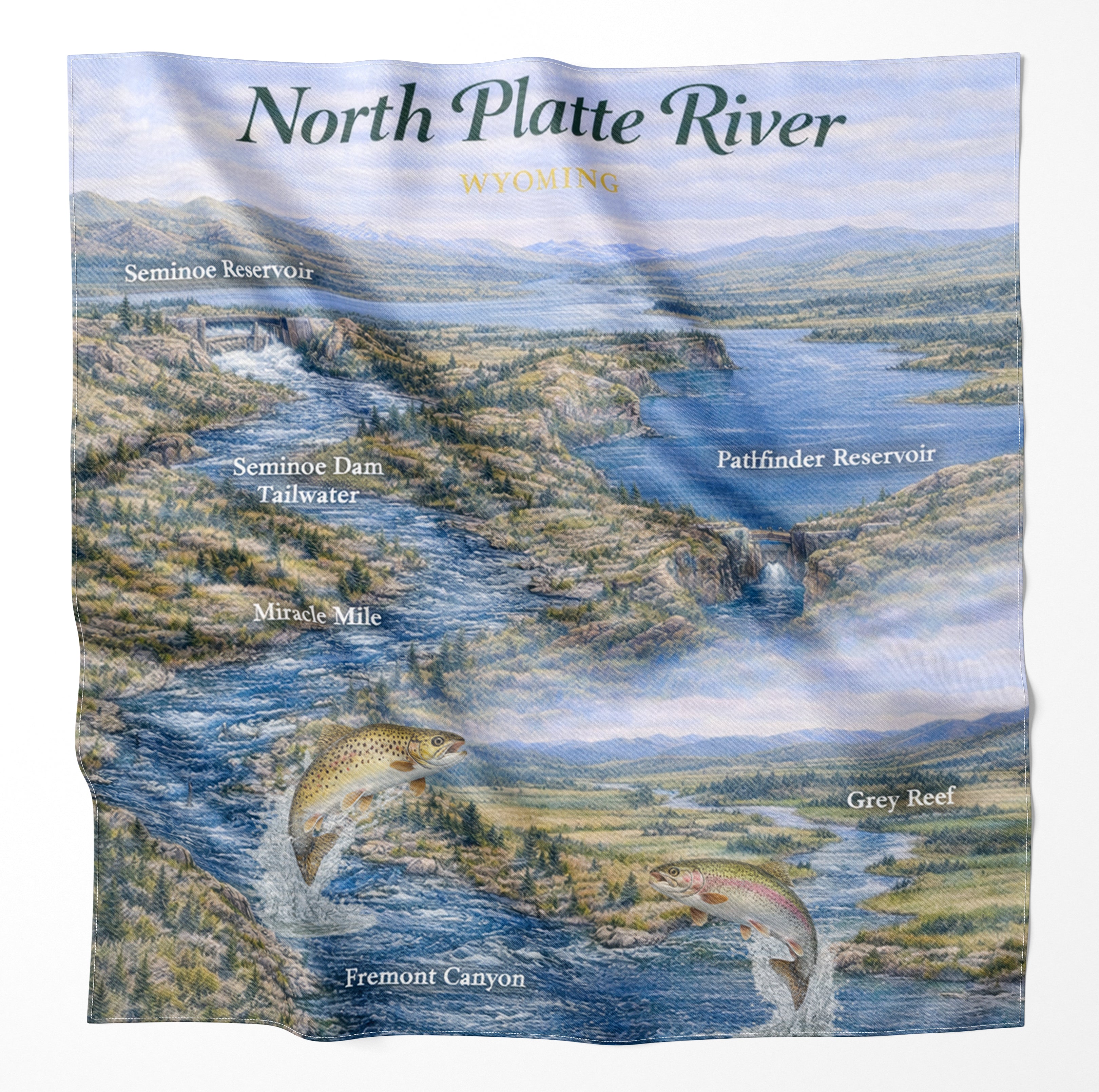 North Platte River Wyoming Microfiber Map Bandana