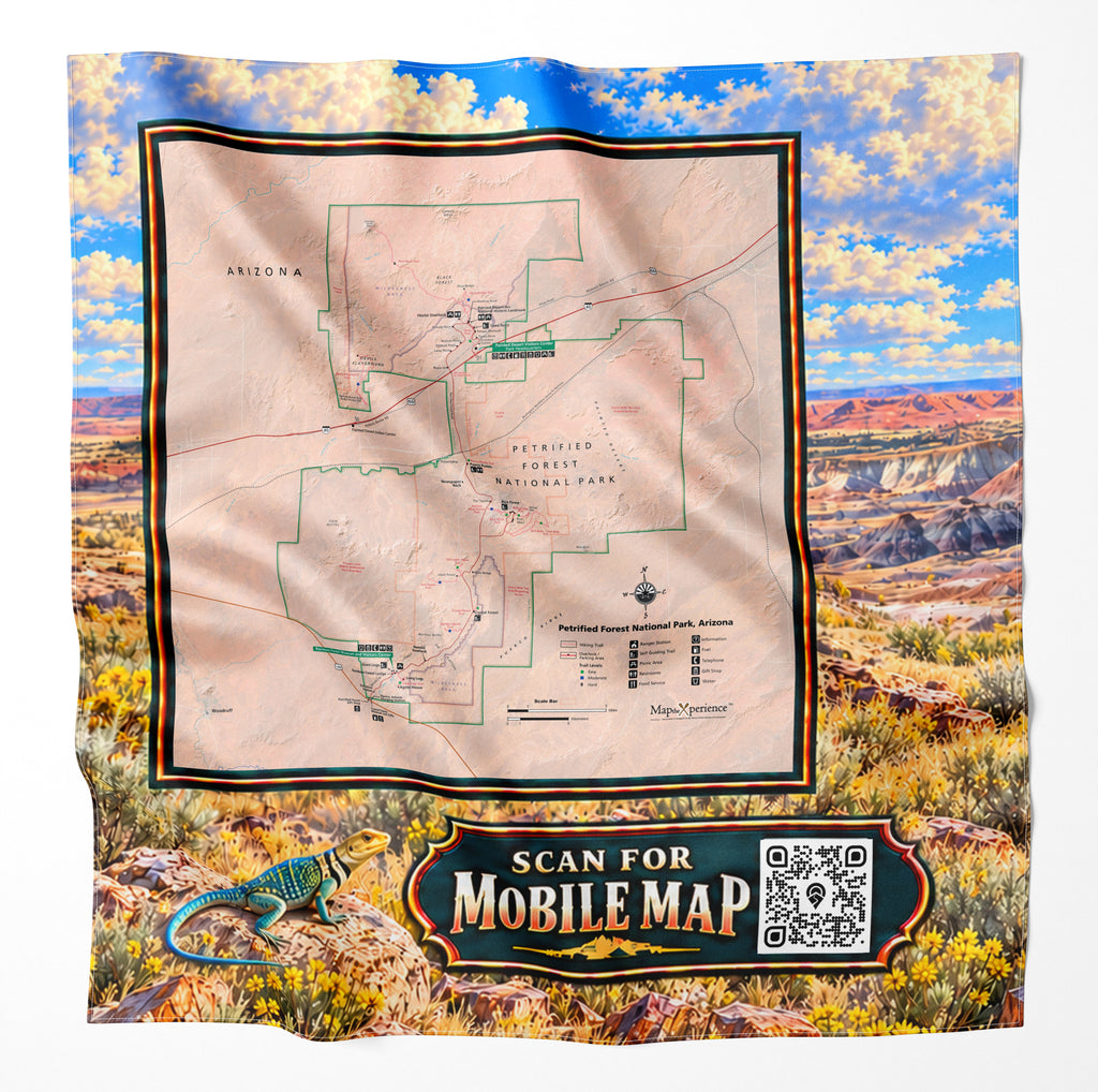 Petrified Forest National Park – Microfiber Map Cloth Bandana