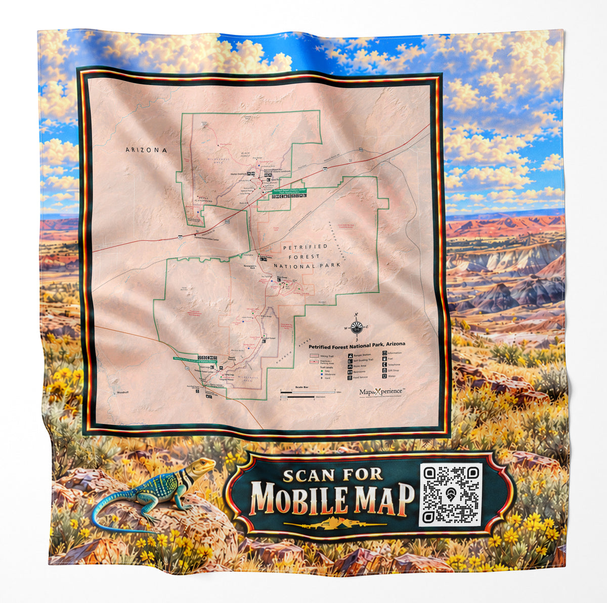 Petrified Forest National Park – Microfiber Map Cloth Bandana