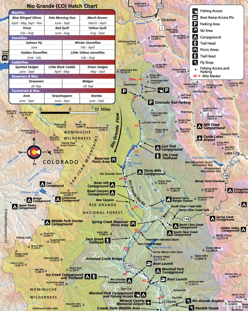 Rio Grande River, Colorado GPS Fishing Map