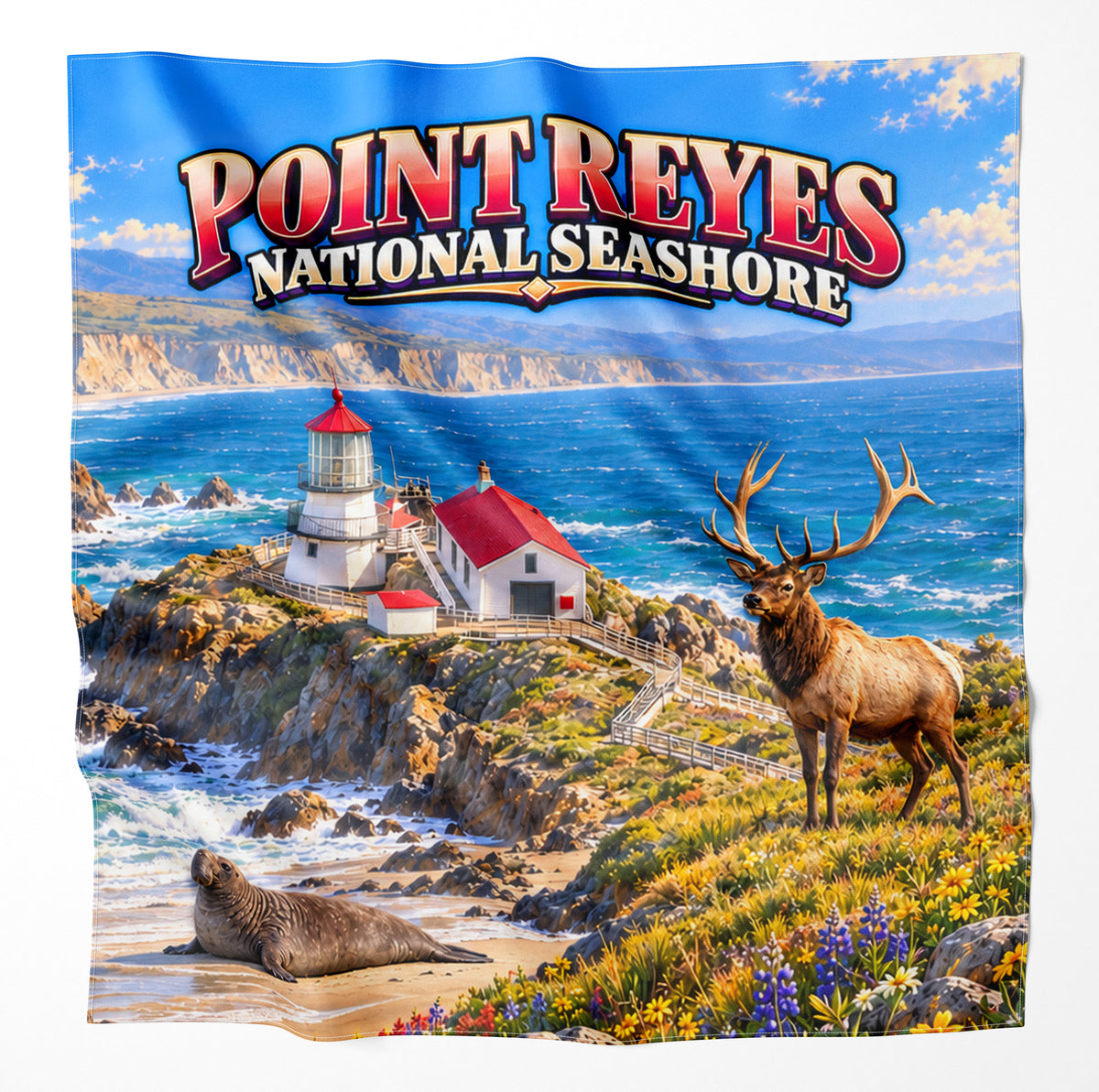 Point Reyes National Seashore – Microfiber Map Cloth Bandana