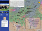 A detailed map of the Pecos River area in New Mexico, highlighting fishing access points, with an inset showing a zoomed-in view of a specific area.