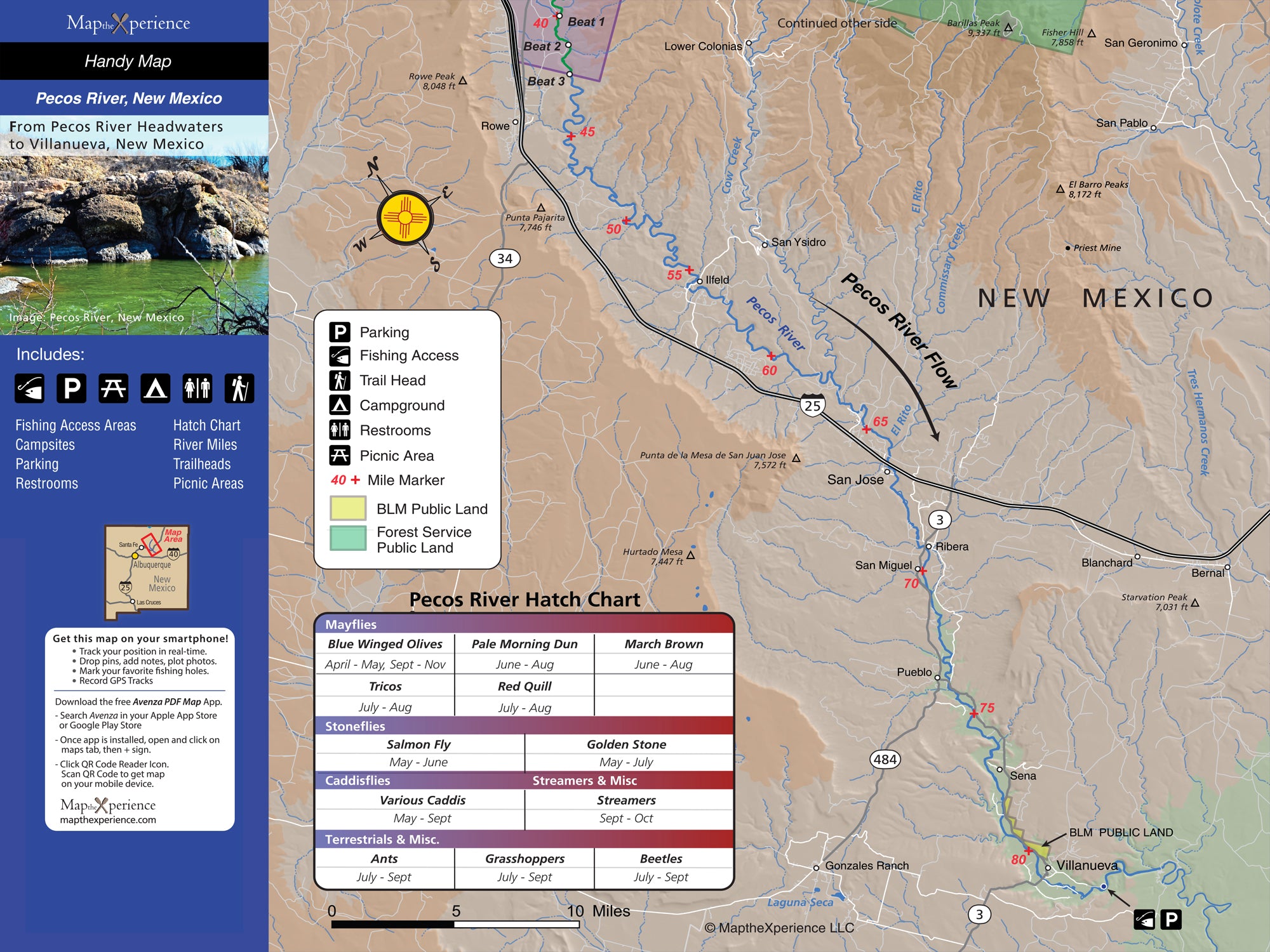 Pecos River, New Mexico Fishing Map