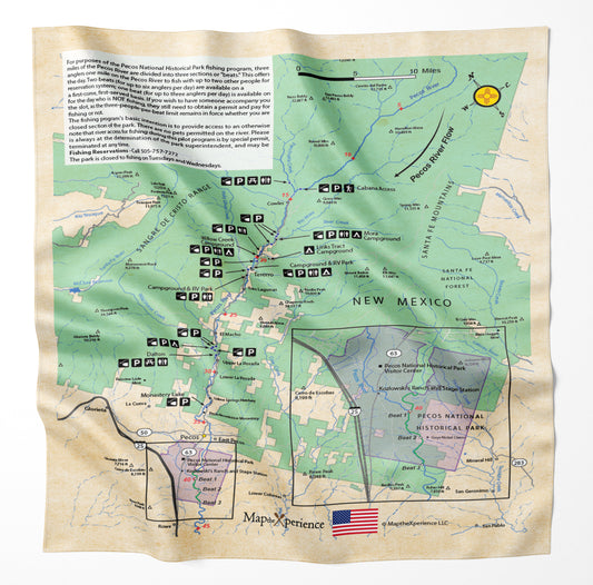 Pecos River, New Mexico Microfiber Map Bandana