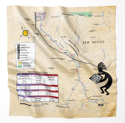 Pecos River, New Mexico Microfiber Map Bandana