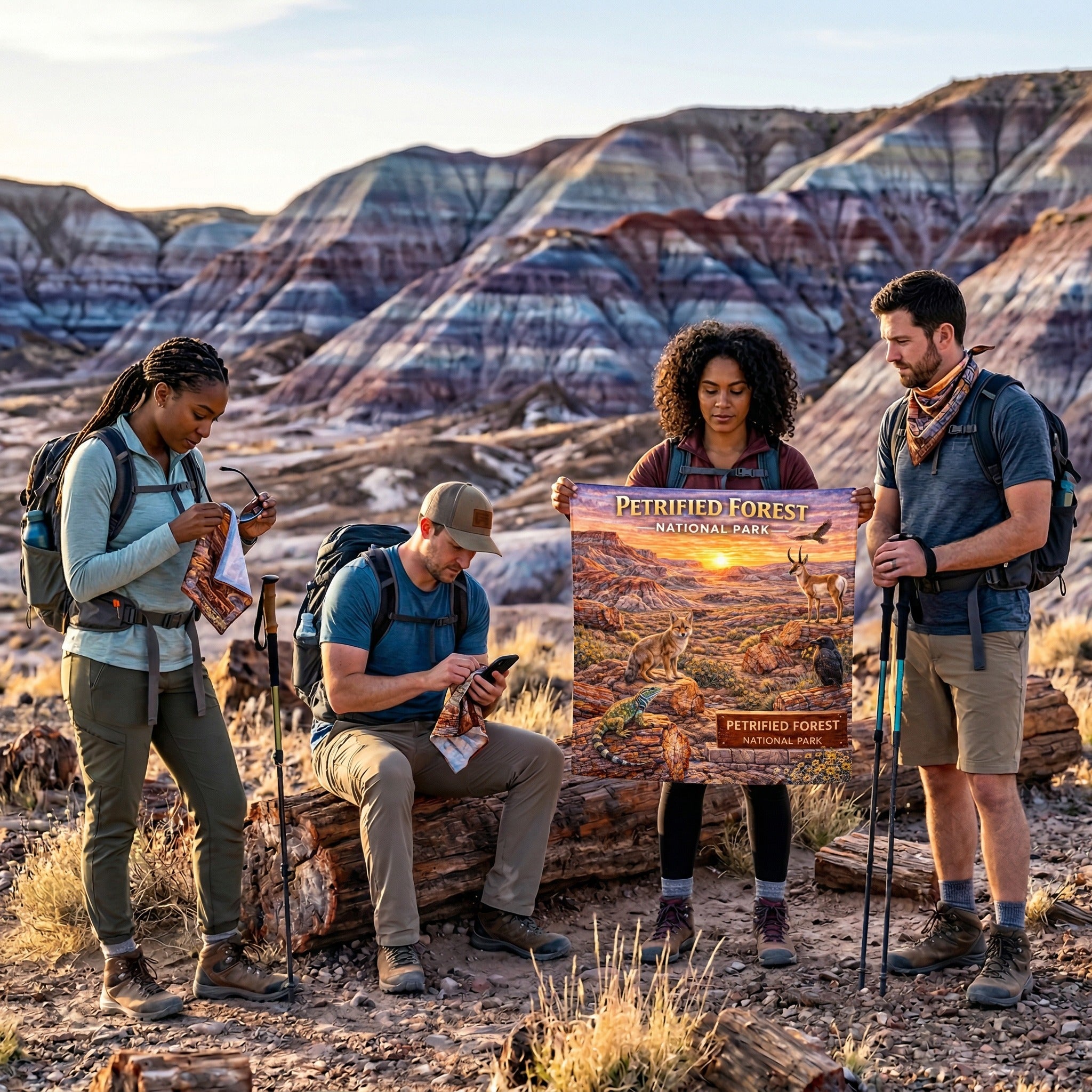 Petrified Forest National Park Handy Map Microfiber Cloth Bandana