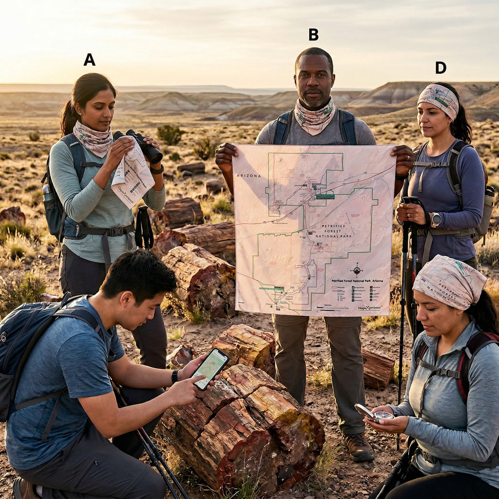 Petrified Forest National Park Handy Map Microfiber Cloth Bandana