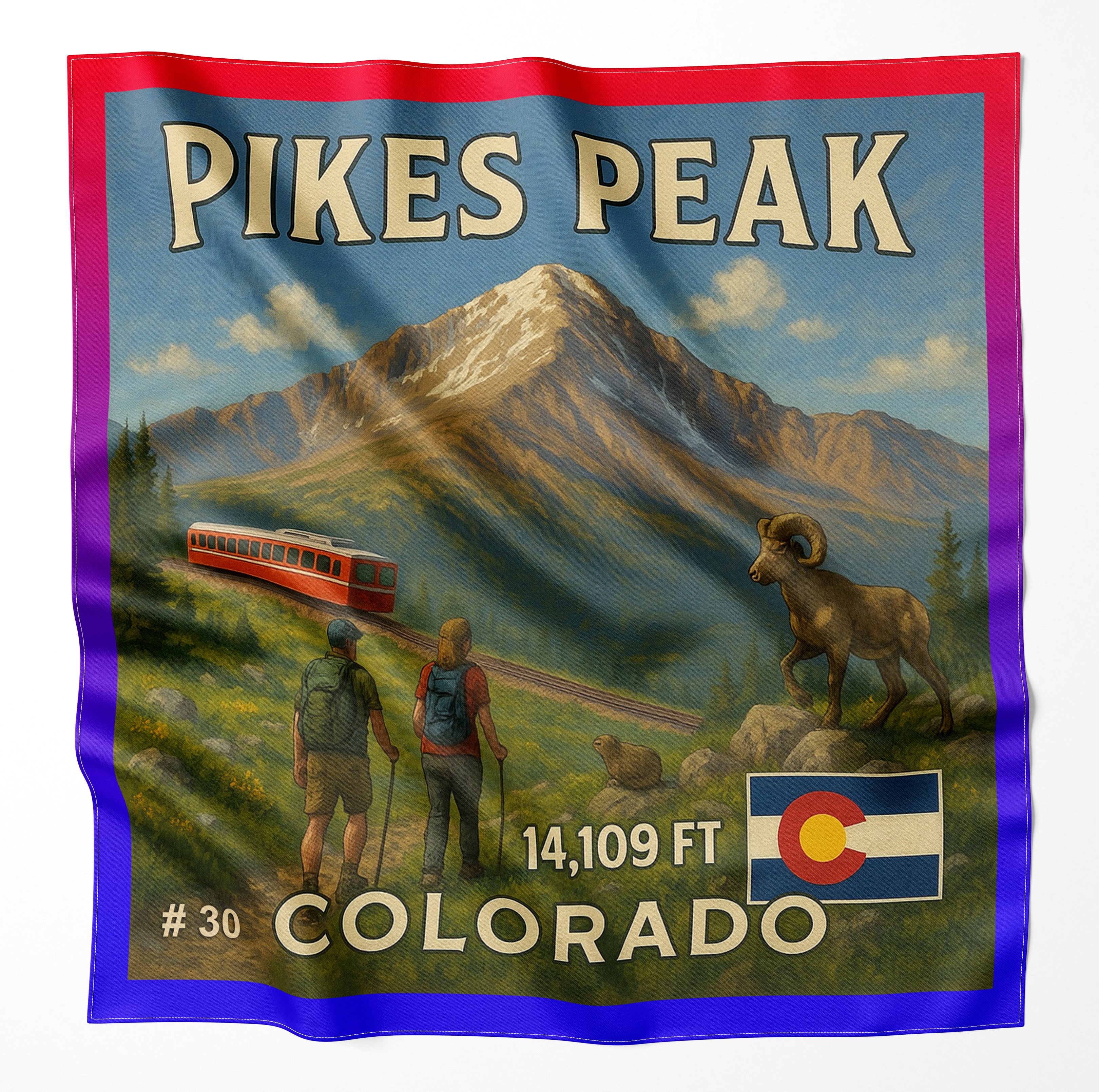 Pikes Peak Colorado 14er Microfiber Cloth Bandana