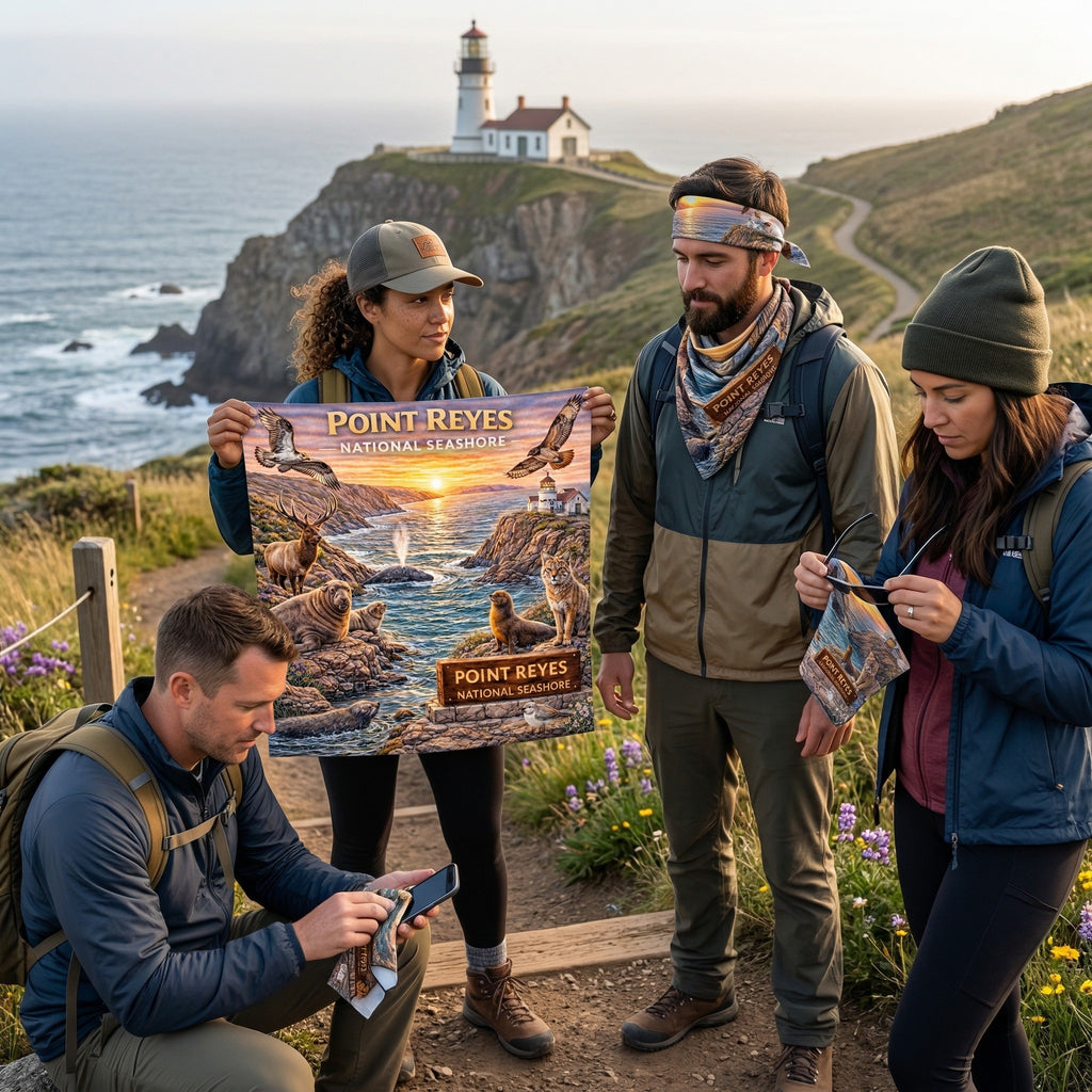 Point Reyes National Seashore Handy Map Microfiber Cloth Bandana