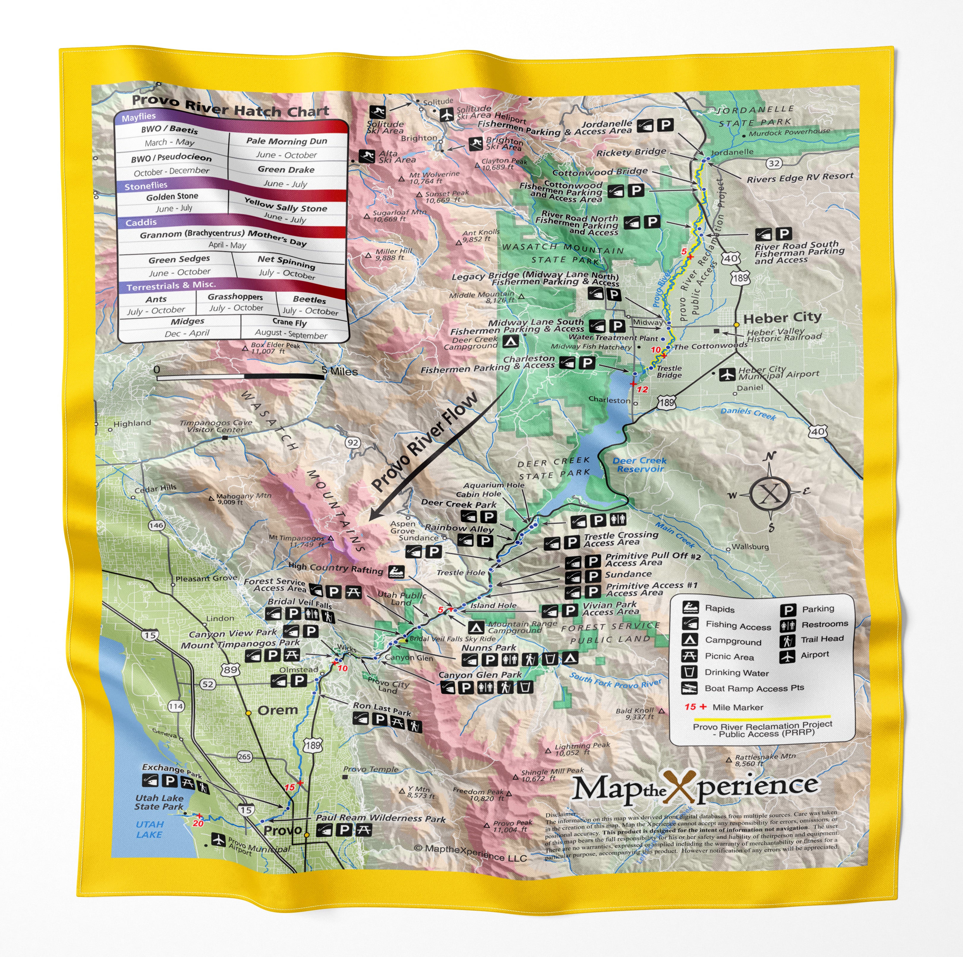 Provo River Utah Microfiber Map Bandana