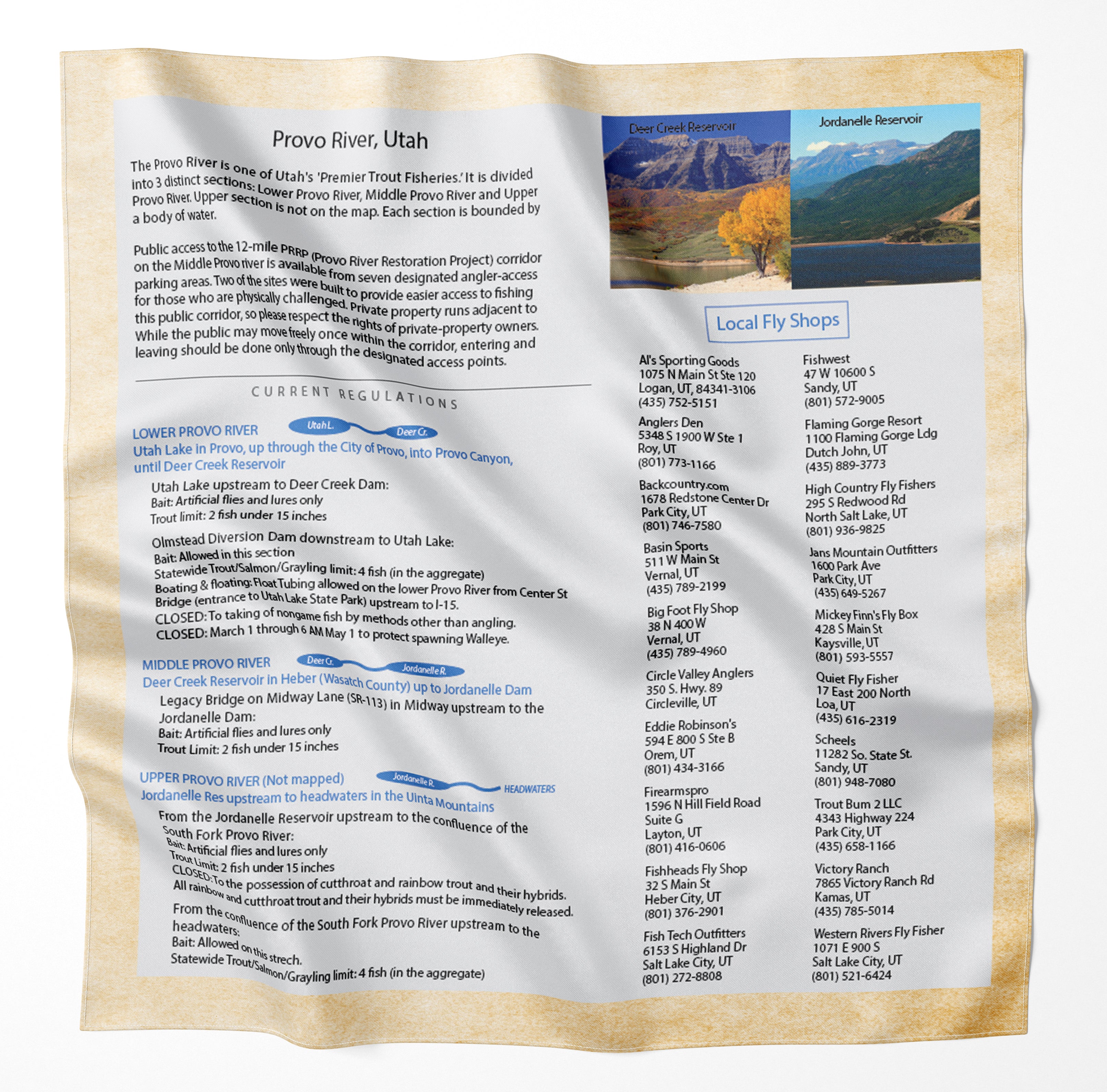 Provo River, Utah Microfiber Map Bandana