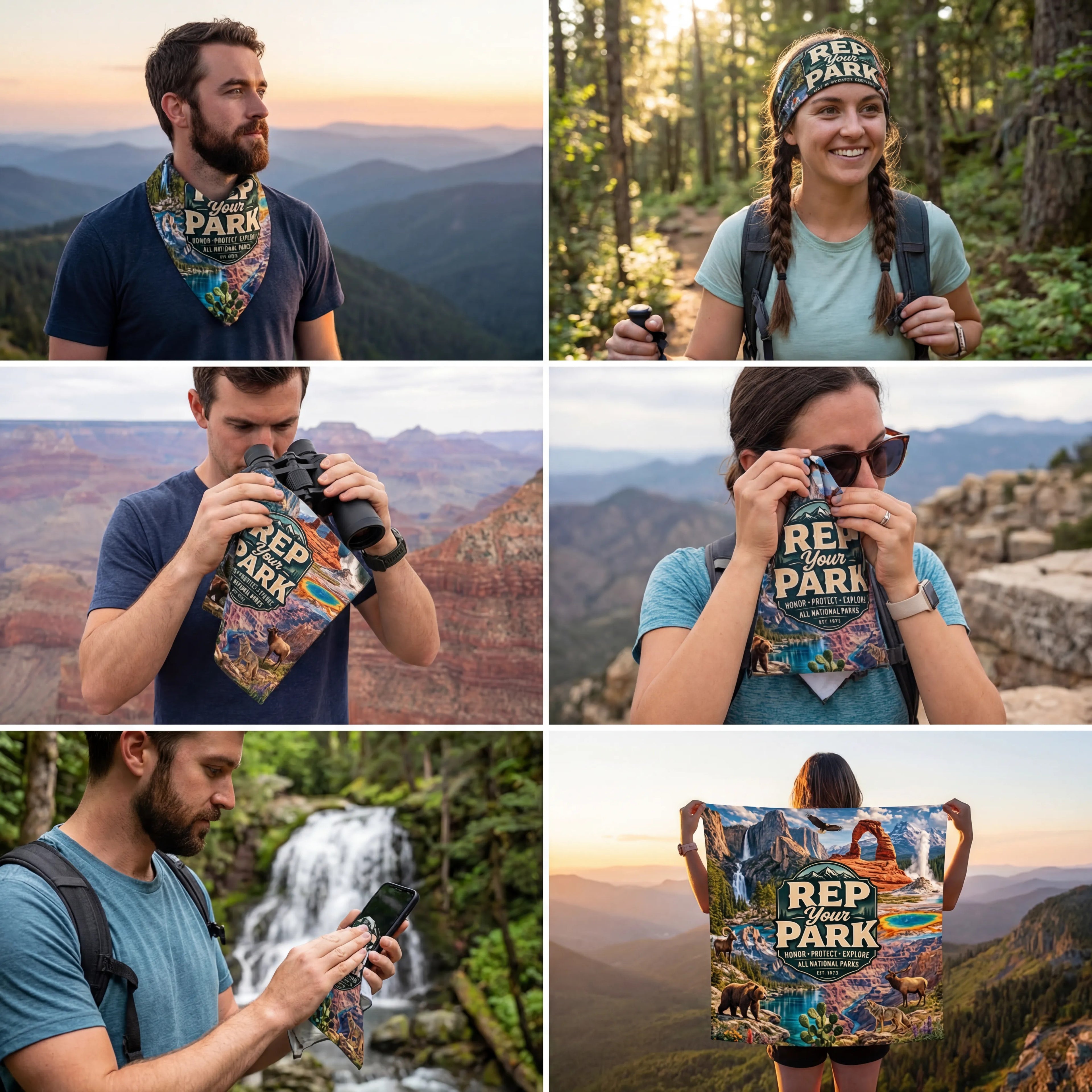 Rep your Park Handy Map Microfiber Cloth Bandana