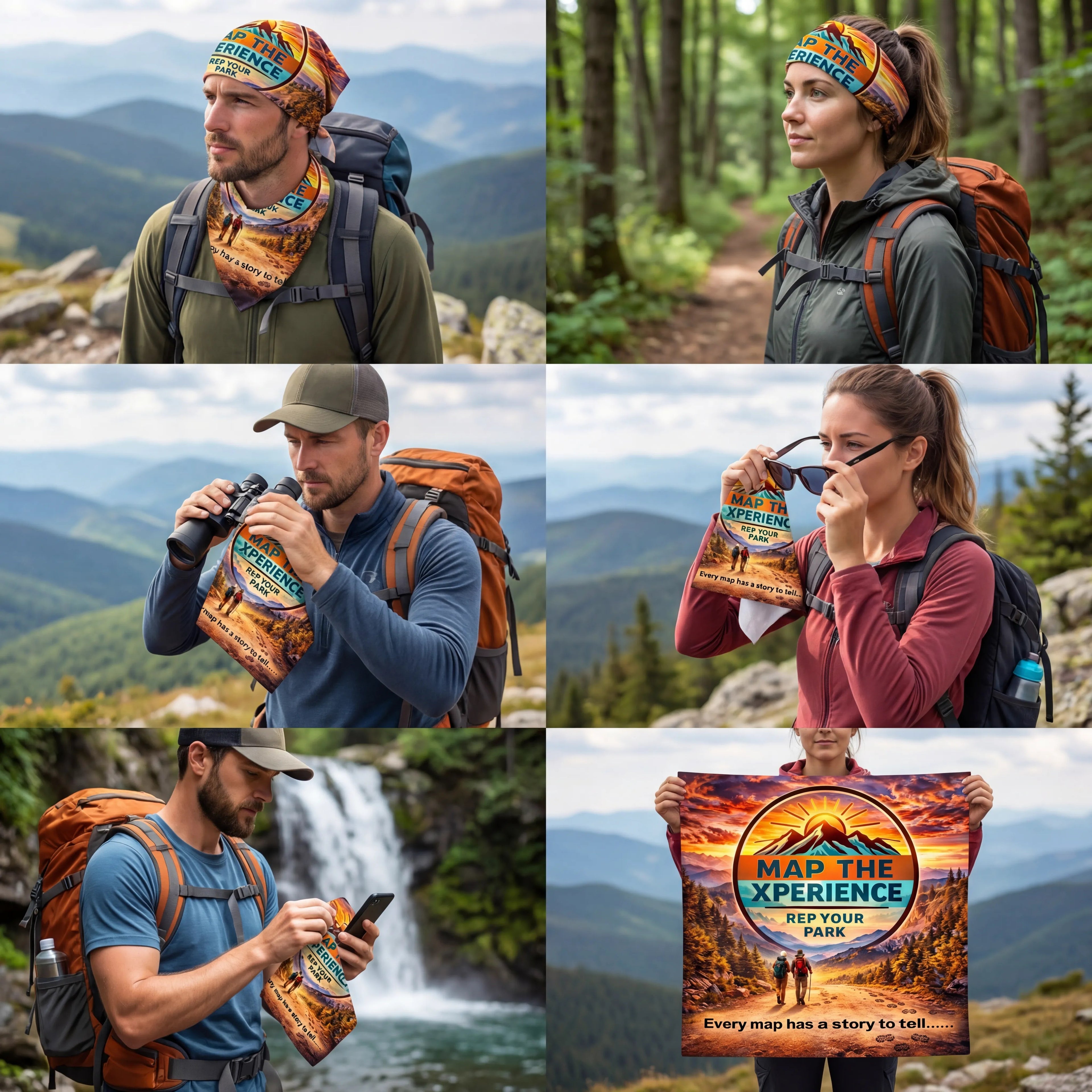 Rep your Park Handy Map Microfiber Cloth Bandana