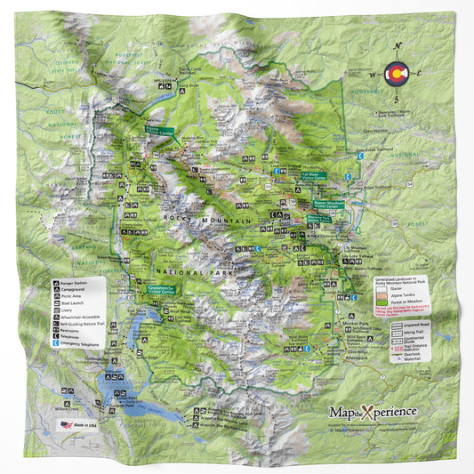 Rocky Mountain National Park Microfiber Map Bandana