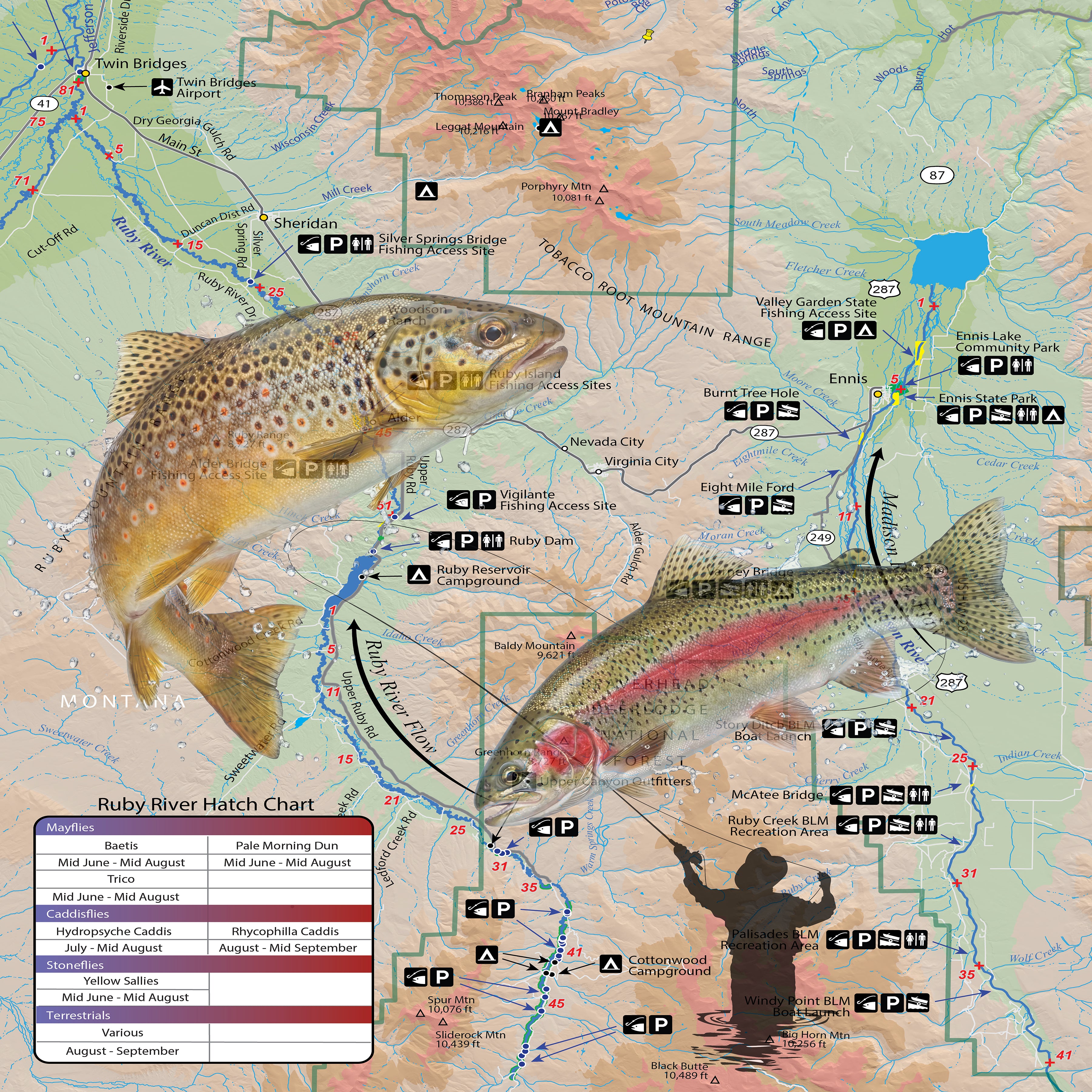 Ruby River Montana Map X Guard Neck Gaiter