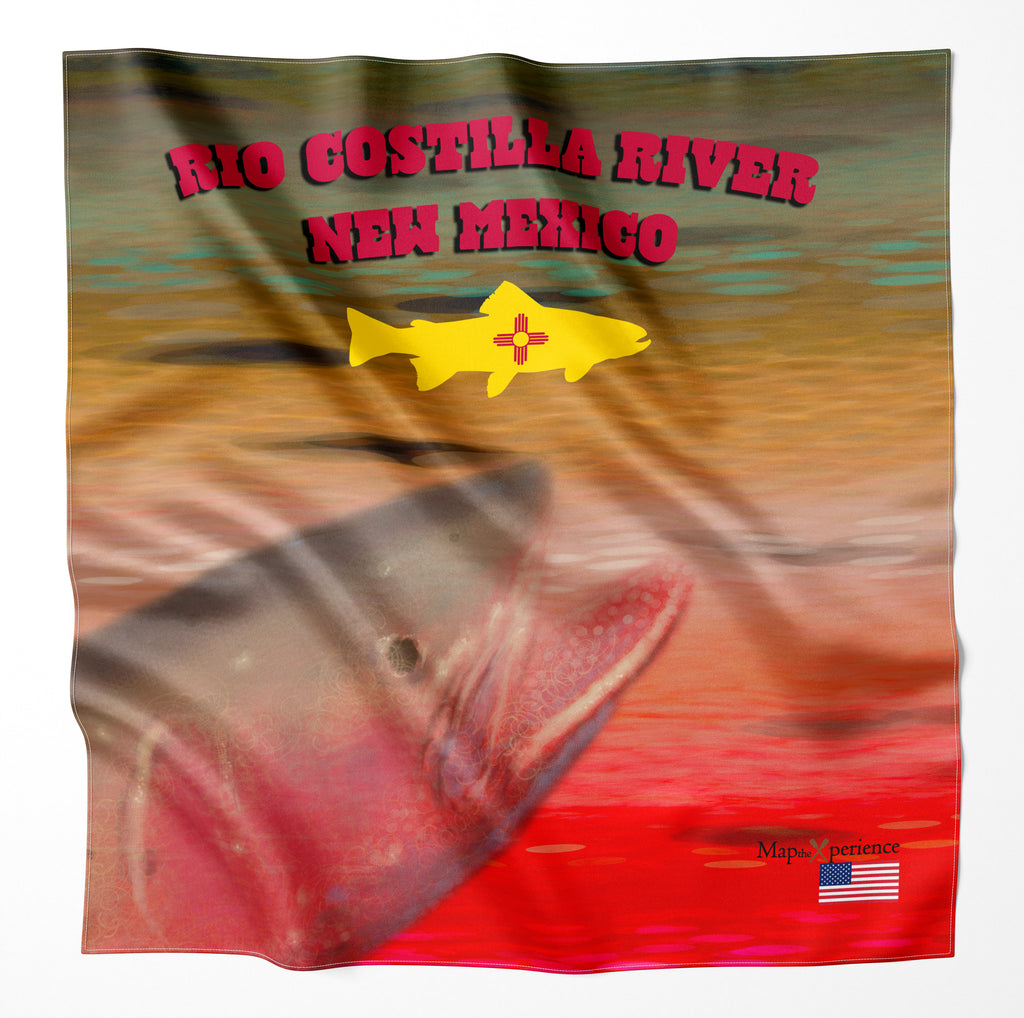 Rio Costilla River New Mexico Microfiber Map Bandana