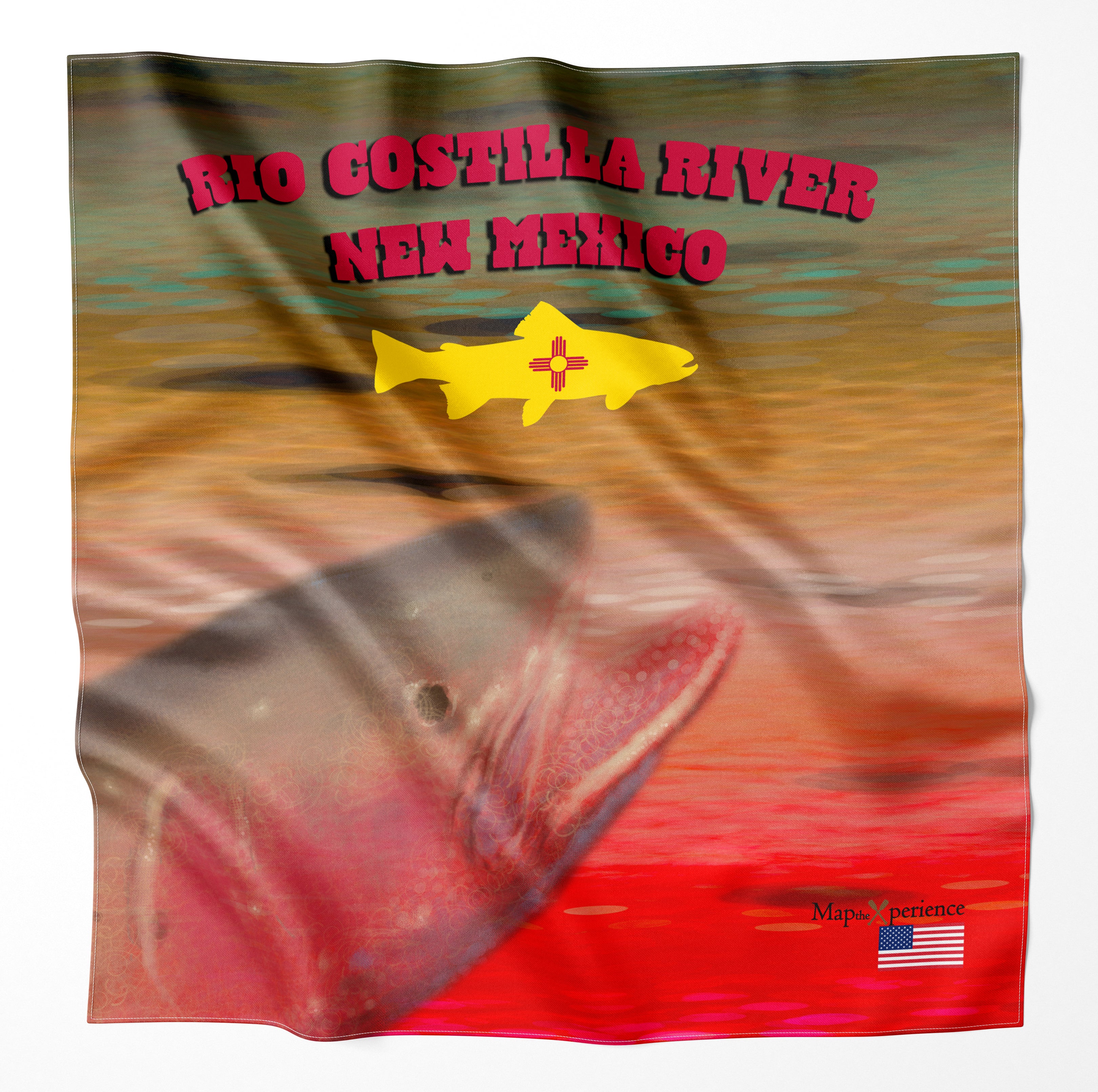 Rio Costilla River New Mexico Microfiber Map Bandana