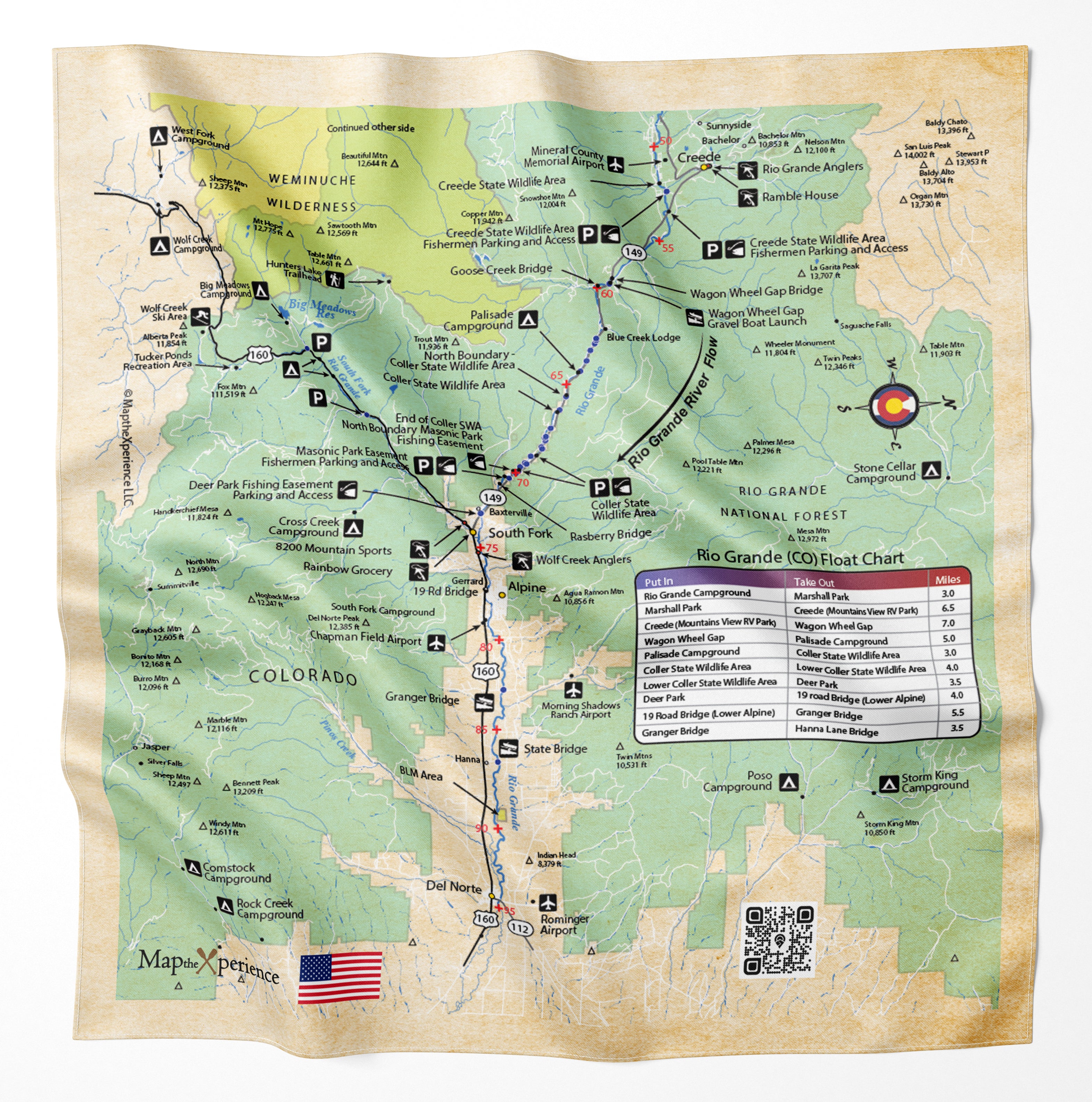 Rio Grande River, Colorado Microfiber Map Bandana