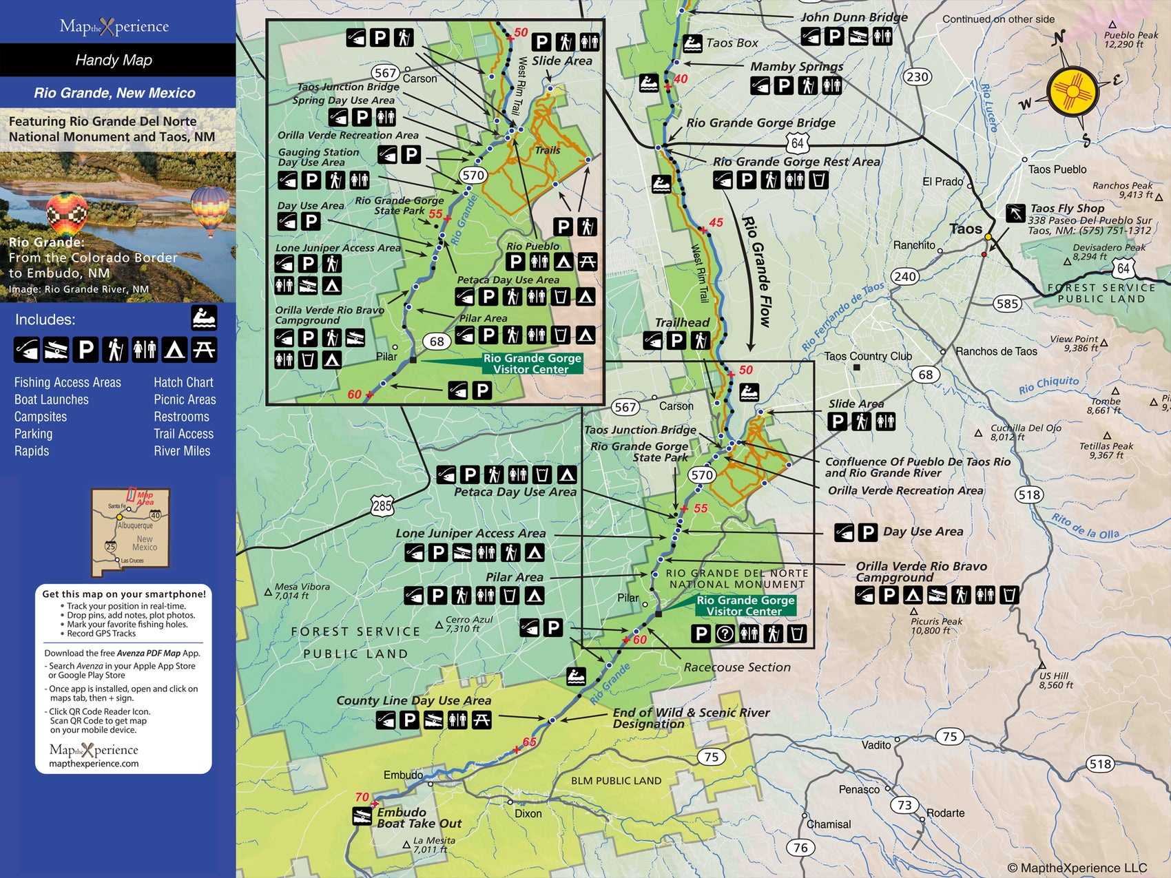 Rio Grande River, New Mexico Pocket Fishing Map