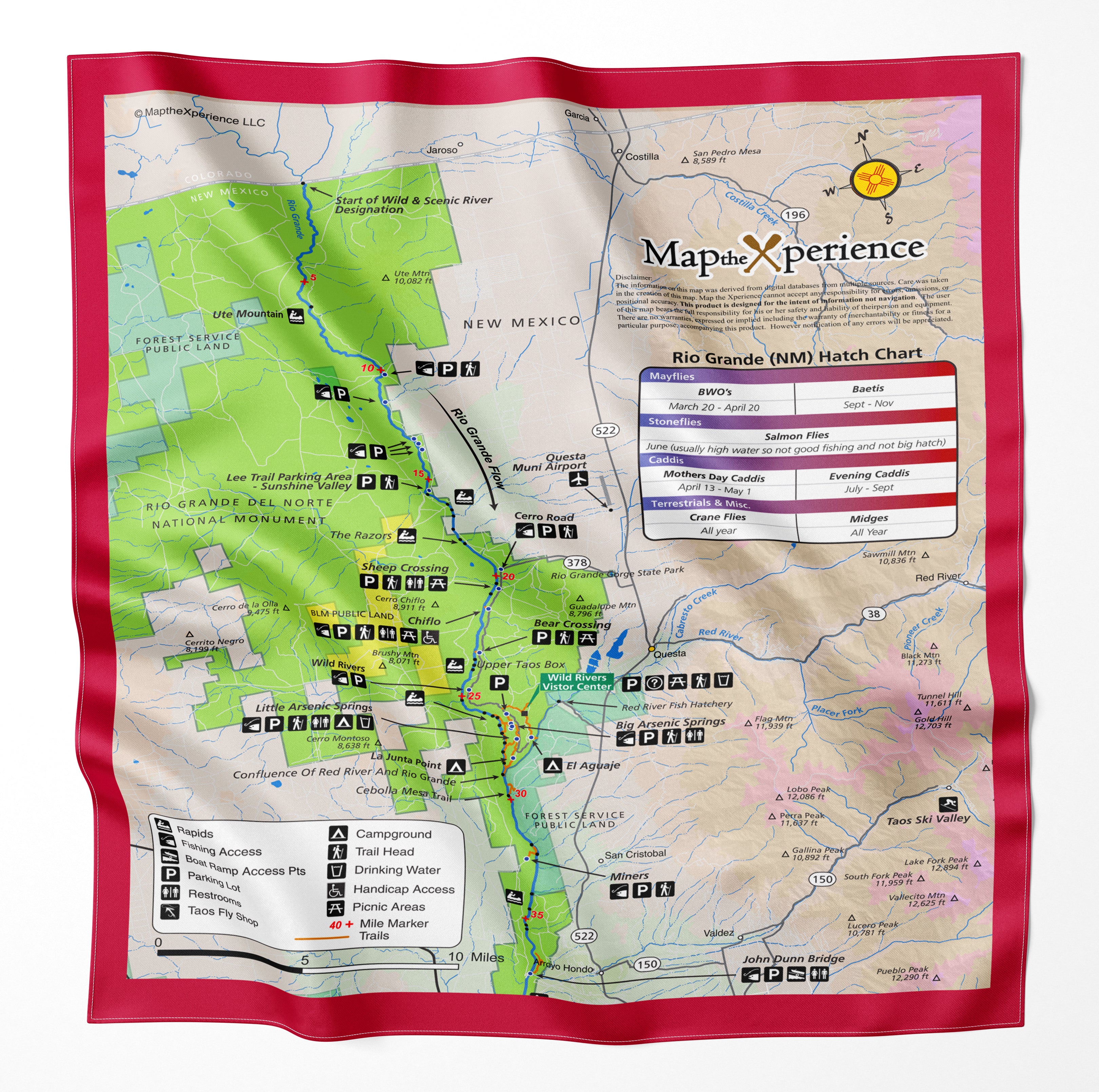 Rio Grande River New Mexico Microfiber Map Bandana